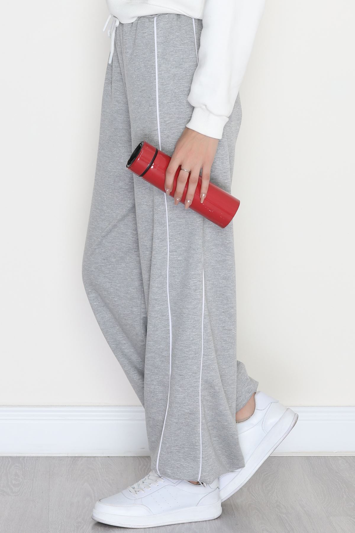 2 İplik Paça Stoperli Eşofman Altı Gri - 40019.1857.