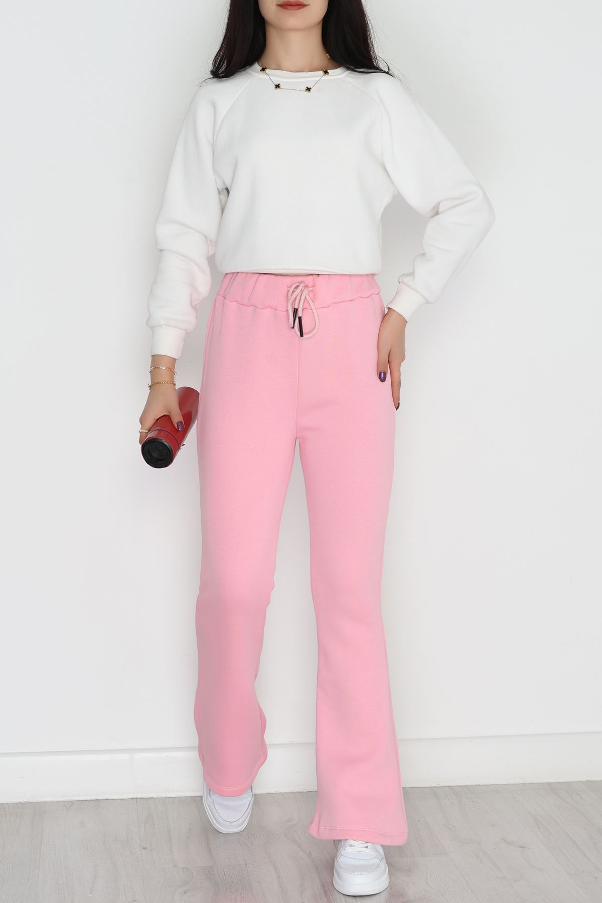 3 İplik İspanyol Paça Eşofman Altı Pembe - 42522.1878.