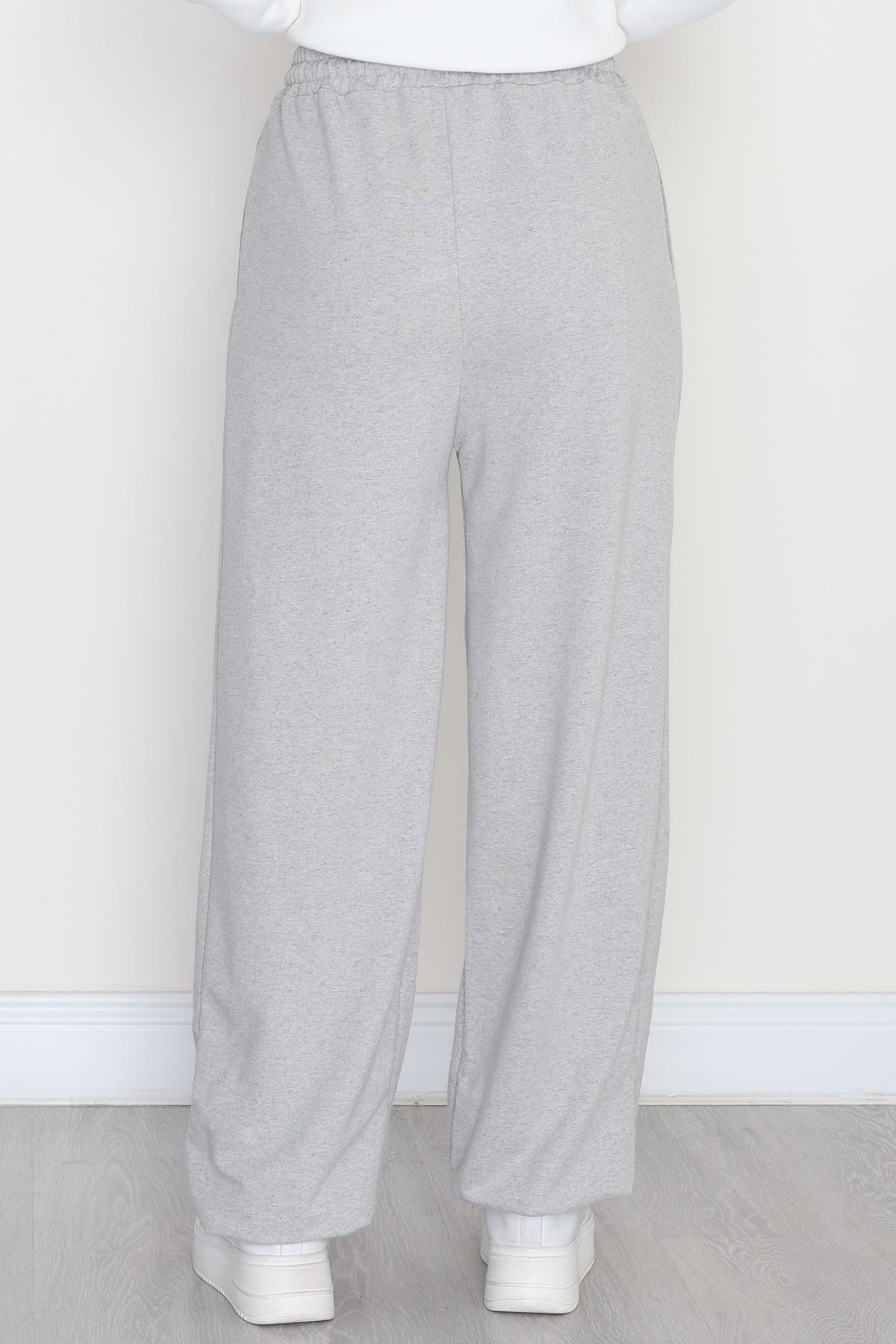 Paça Lastikli 2 İplik Pileli Eşofman Altı Gri - 52008.1857.