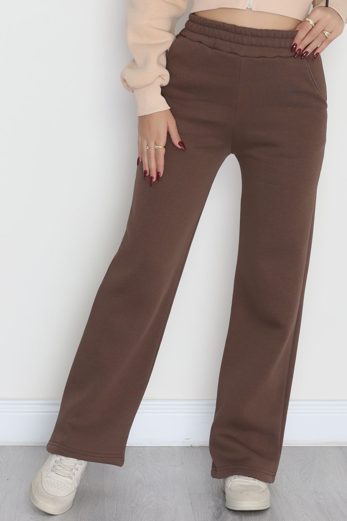 Üç İplik Palazzo Eşofman Altı Açıkkahve - 20970.1878.