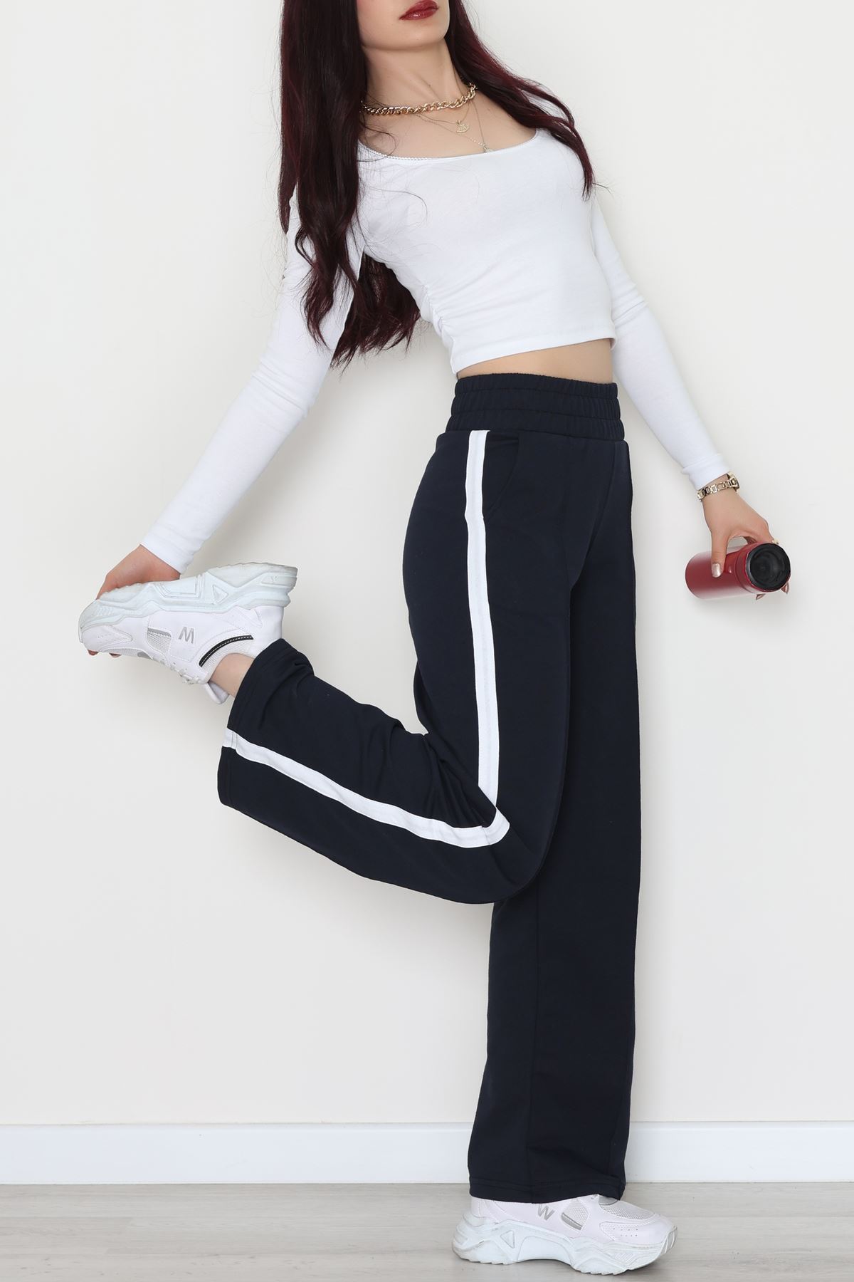 Şeritli 2 İplik Eşofman Altı Lacivert - 52103.1005.