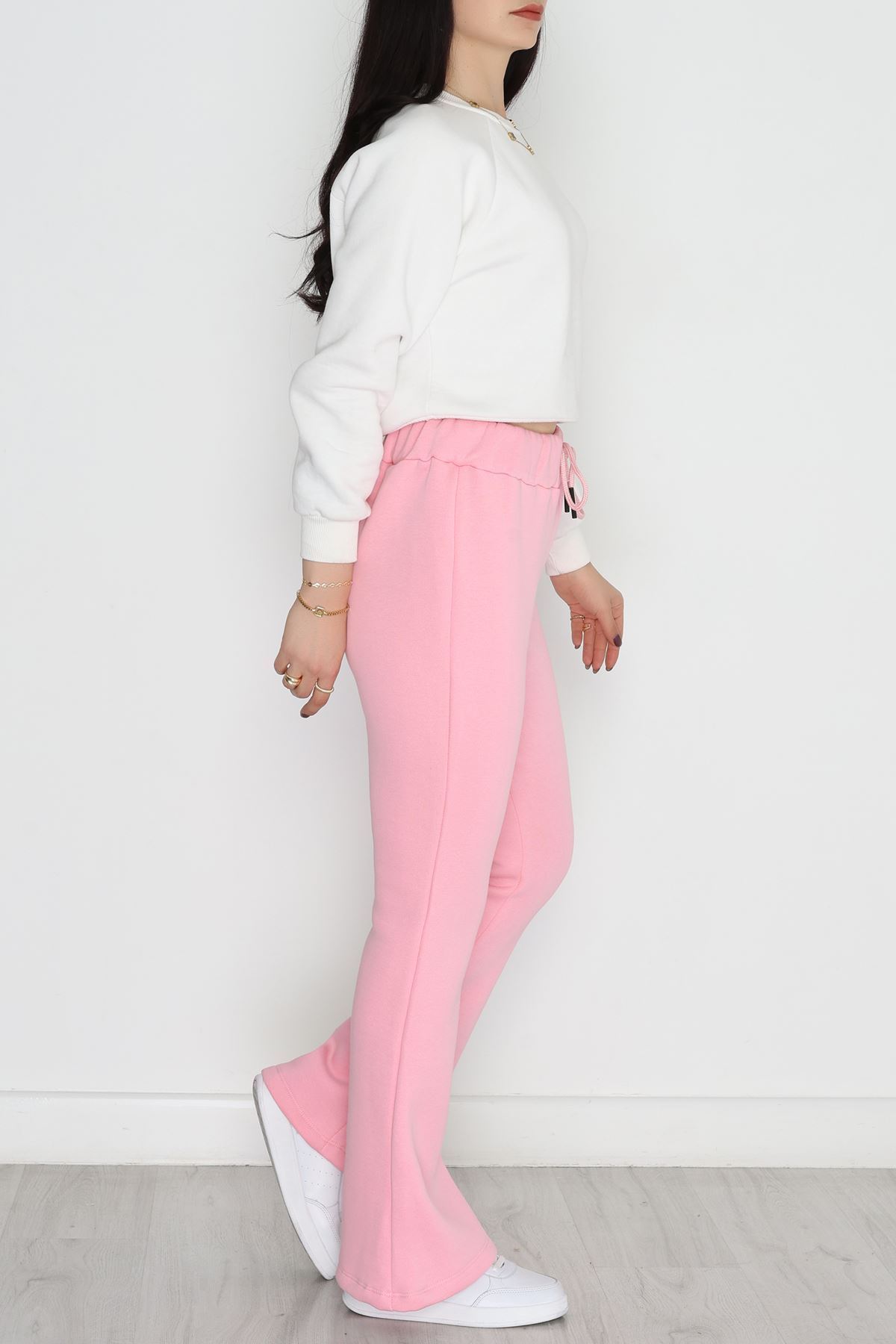 3 İplik İspanyol Paça Eşofman Altı Pembe - 42522.1878.