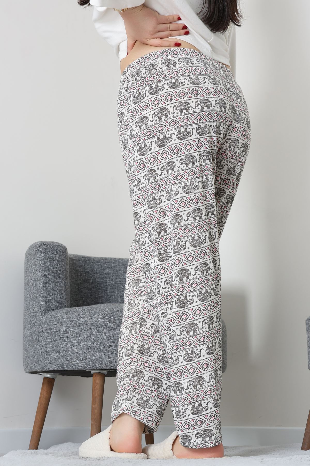 Büyük Beden Süprem Pijama Altı Beyazpembe - 55011.1567.