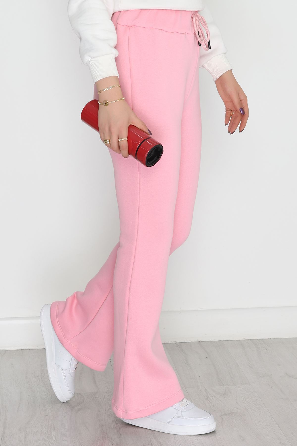 3 İplik İspanyol Paça Eşofman Altı Pembe - 42522.1878.