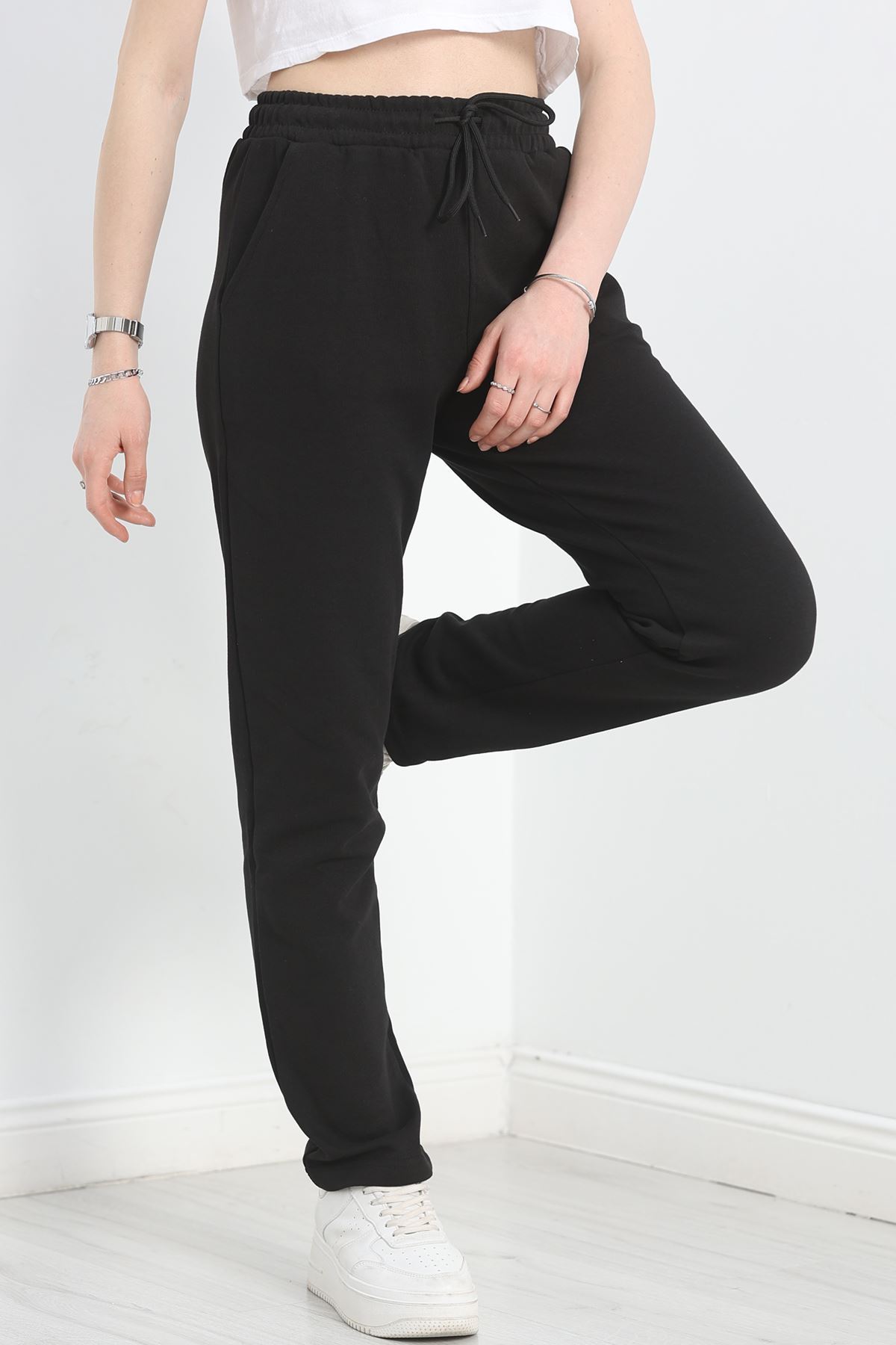 Double Face Kumaş Eşofman Altı Siyah - 40554.1431.