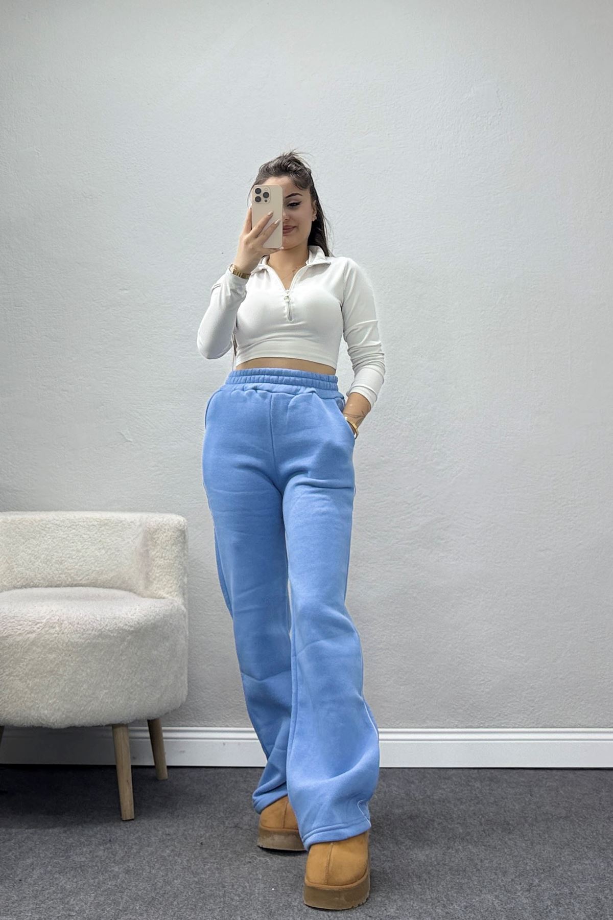 3 İplik Biyeli Palazzo Eşofman Altı Bebemavi - 30104.1878.