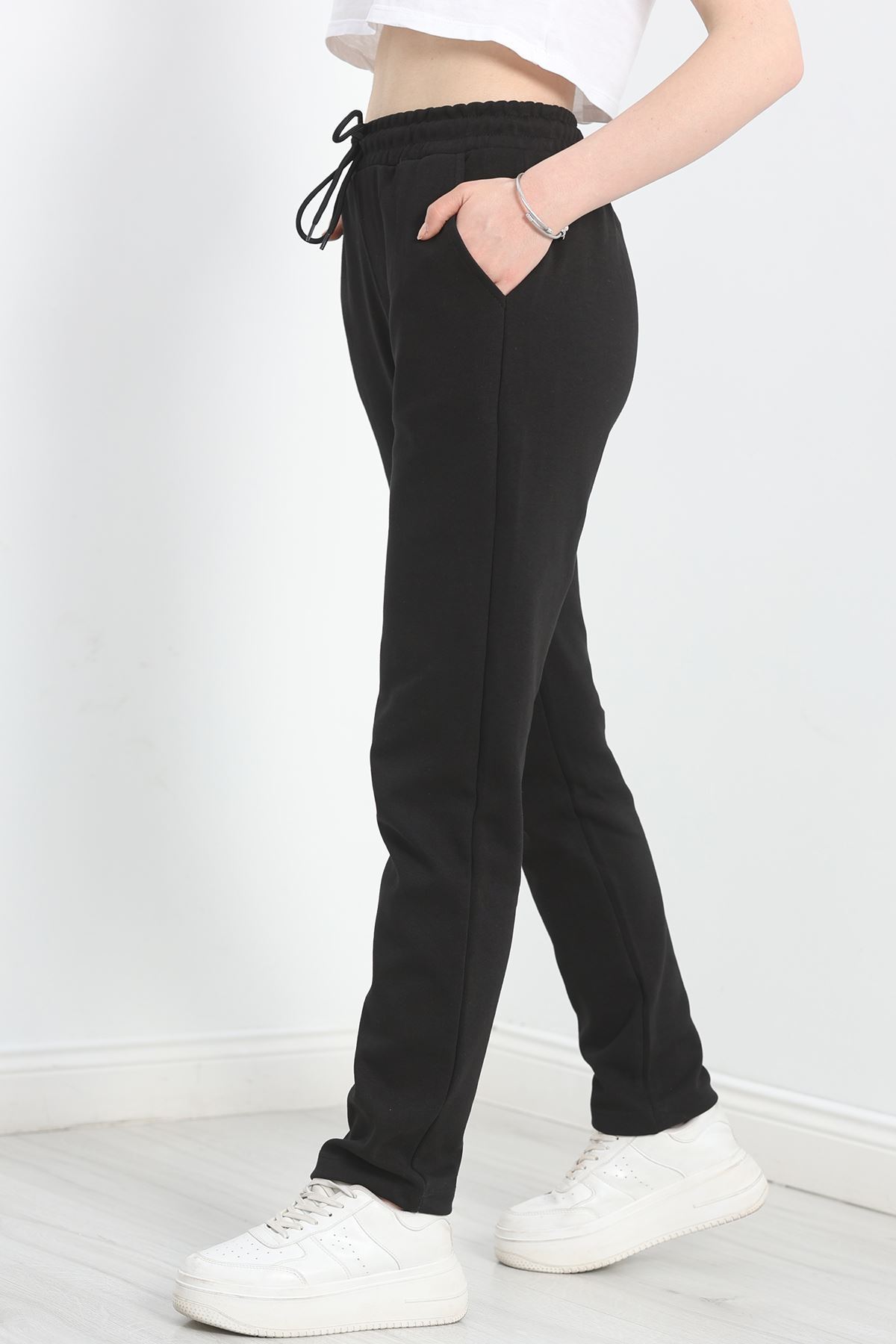 Double Face Kumaş Eşofman Altı Siyah - 40554.1431.