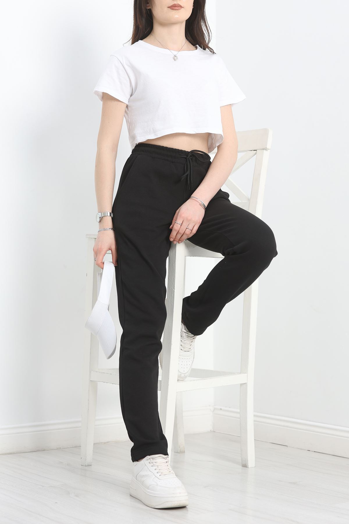 Double Face Kumaş Eşofman Altı Siyah - 40554.1431.