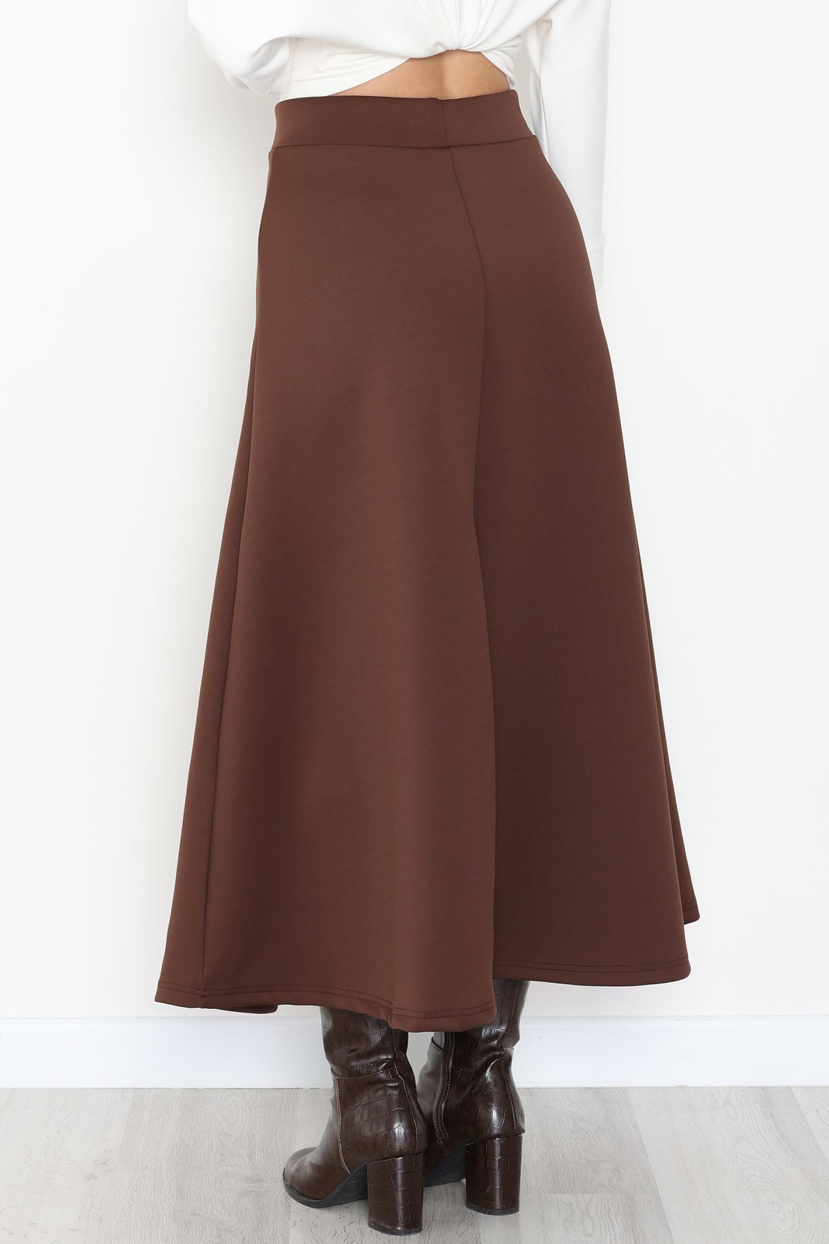 Puf Scuba Kumaş Uzun Etek Kahve - 51104.1355.