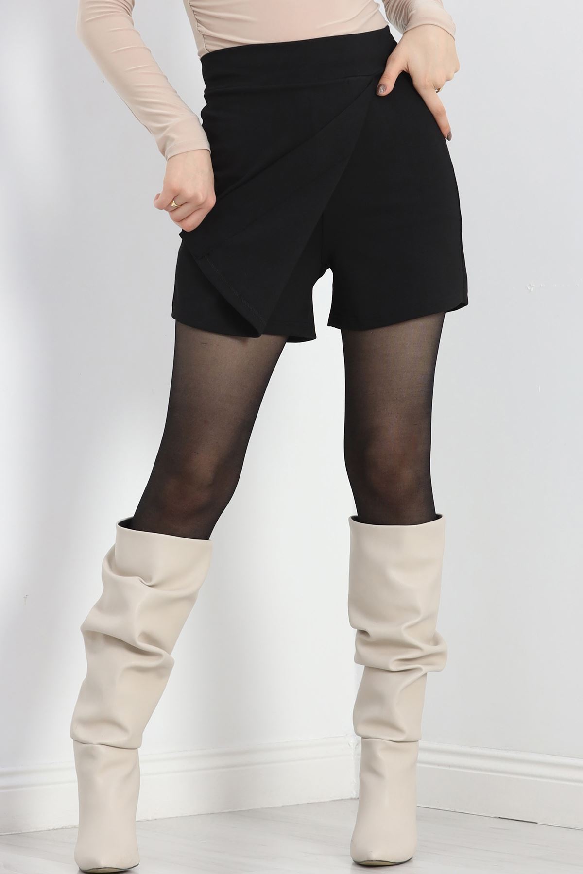 Çelik Kumaş Şort Etek Siyah - 20913.316.