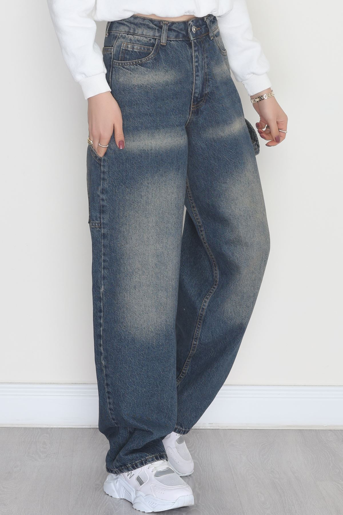 Carpenter Detaylı Baggy Kot Pantolon Tintyıkama - 40087.1184.