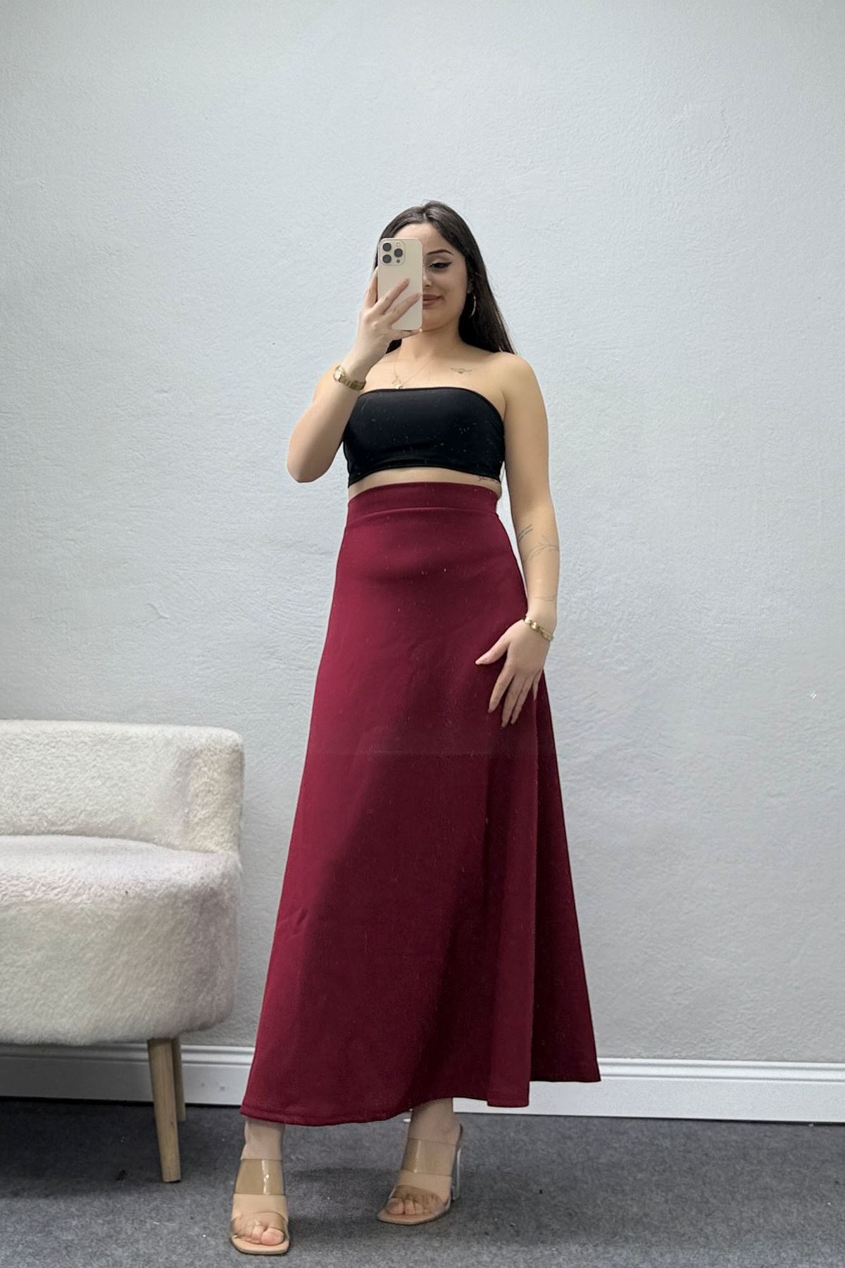 Scuba Kumaş Çan Etek Bordo - 51231.1567.