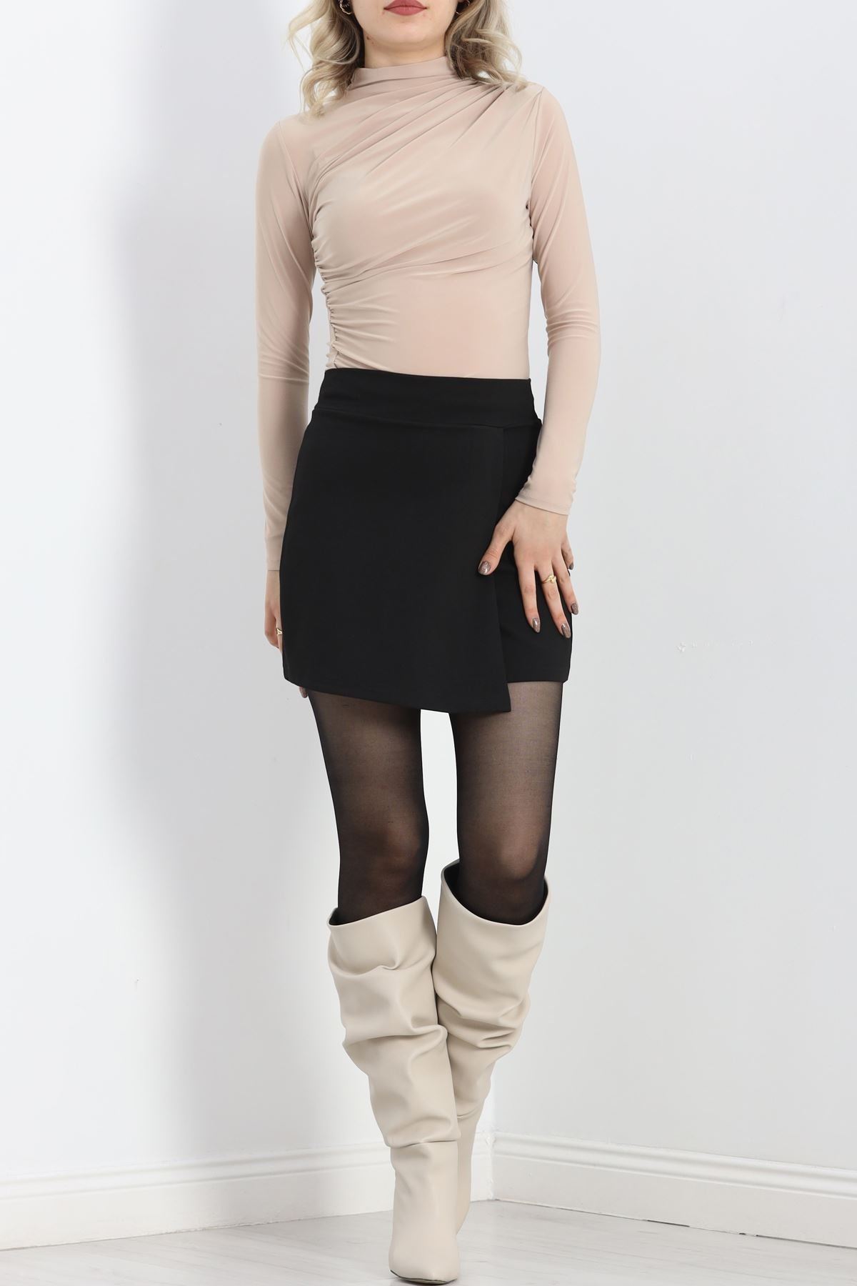 Çelik Kumaş Şort Etek Siyah - 20913.316.