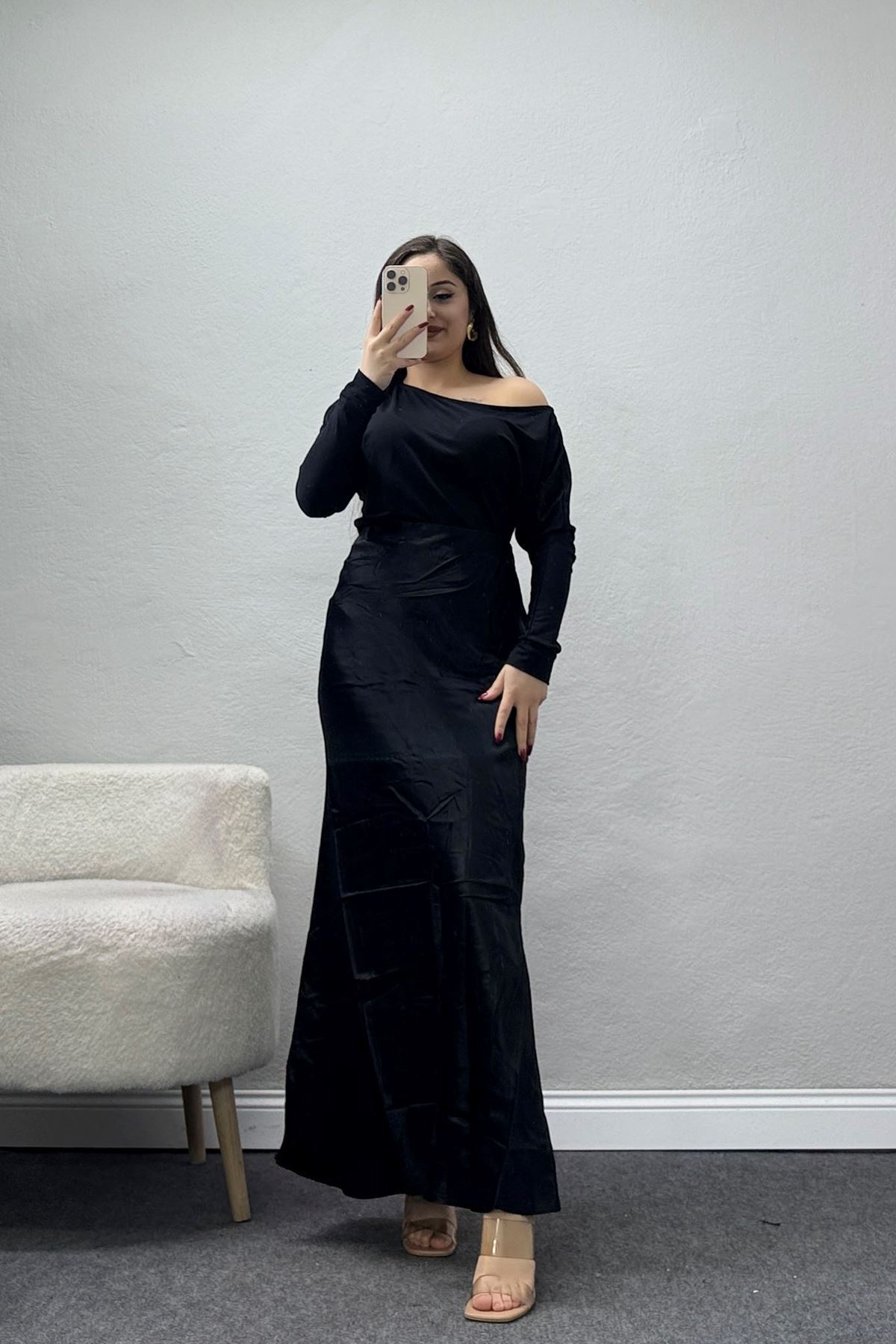 Beli Lastikli Verev Kesim Saten Etek Siyah - 51242.2077.