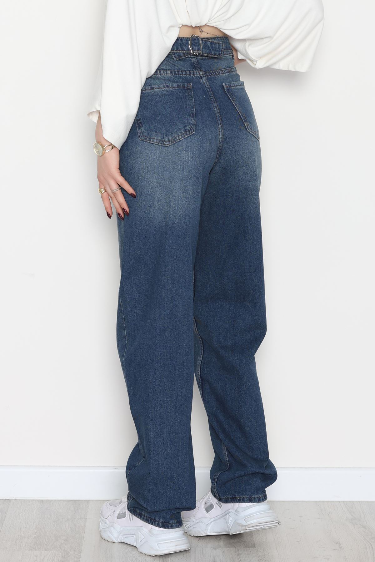 Tokalı Baggy Kot Pantolon Lacivert - 31558.2088.