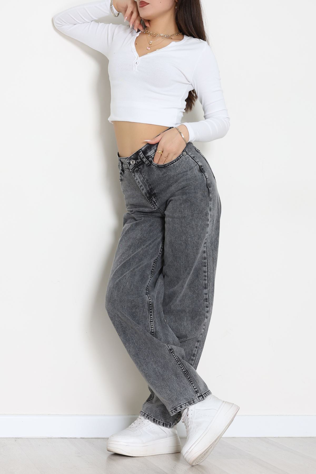 Tokalı Baggy Kot Pantolon Açıkfüme - 31558.2088.