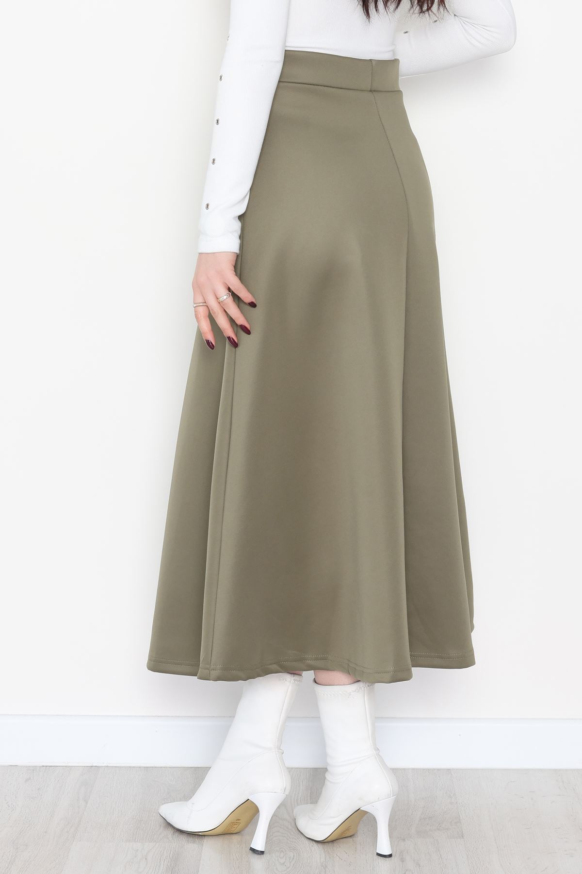 Puf Scuba Kumaş Uzun Etek Haki - 51104.1355.