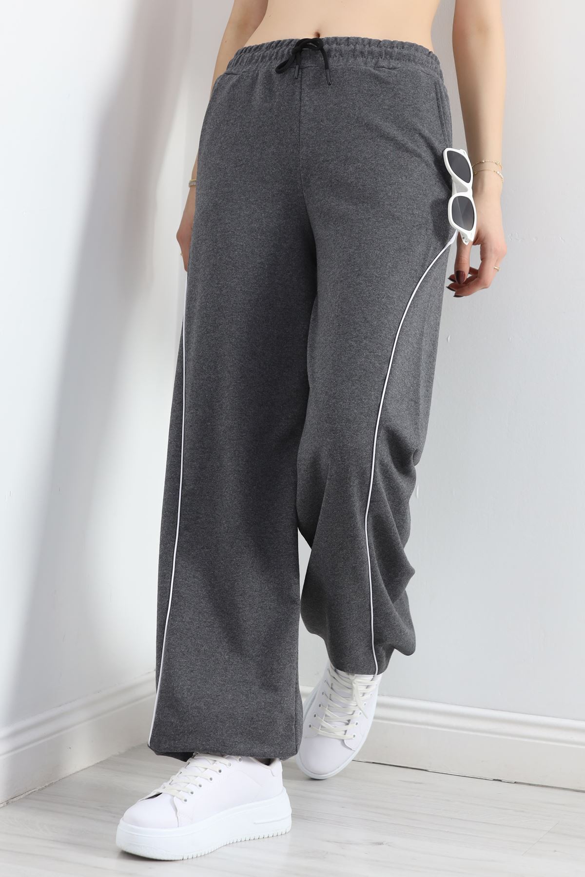 Paça Stoperli 2 İplik Eşofman Altı Füme - 50058.1857.