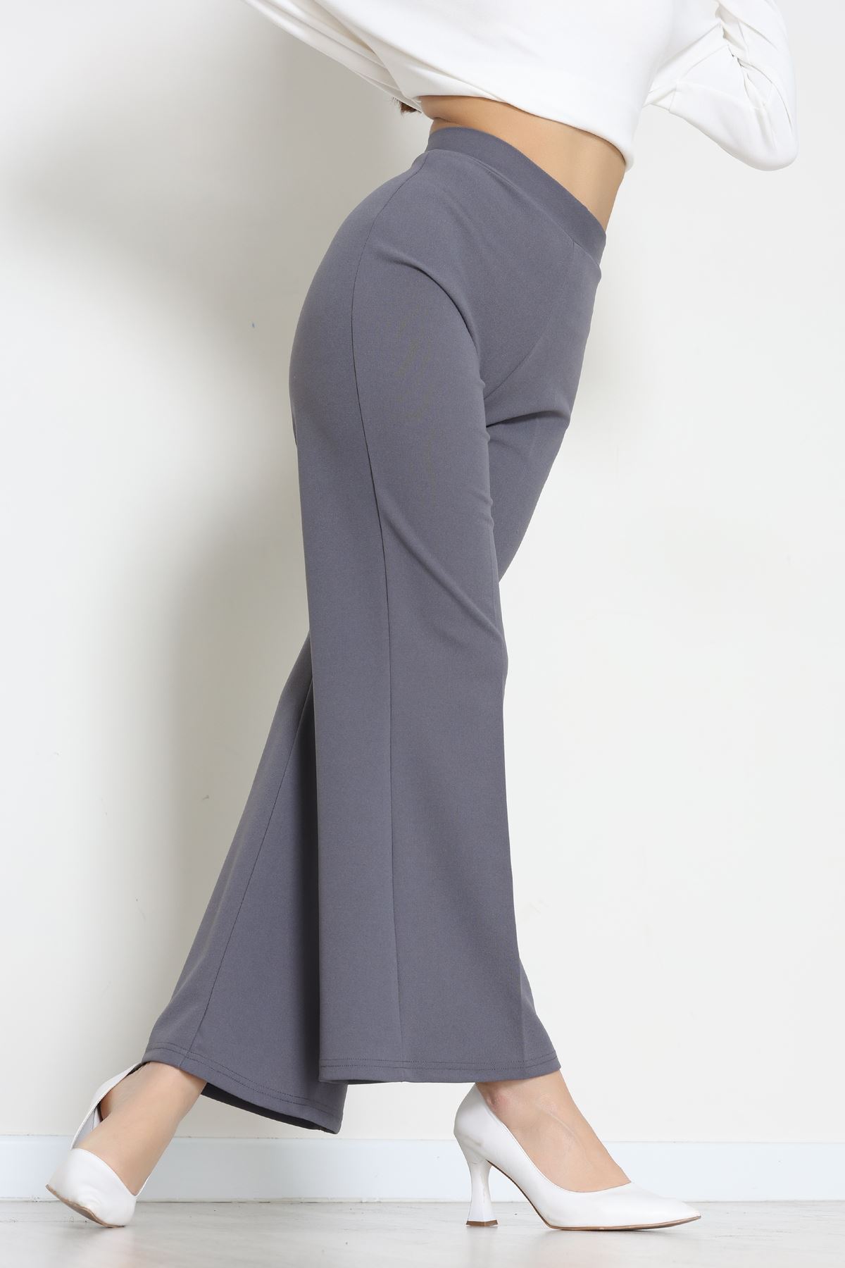 İthal Scuba Krep Likralı Yandan Fermuarlı Pantolon Antrasit - 51233.1397.