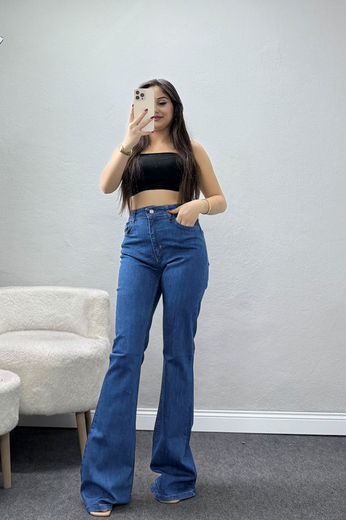 İspanyol Paça Kot Pantolon Mavi - 31649.1184.