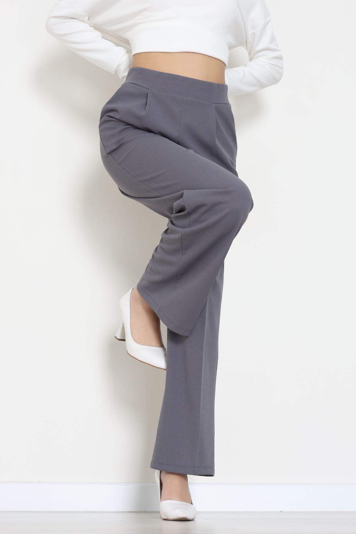 İthal Scuba Krep Lastikli Pantolon Antrasit - 51234.1397.