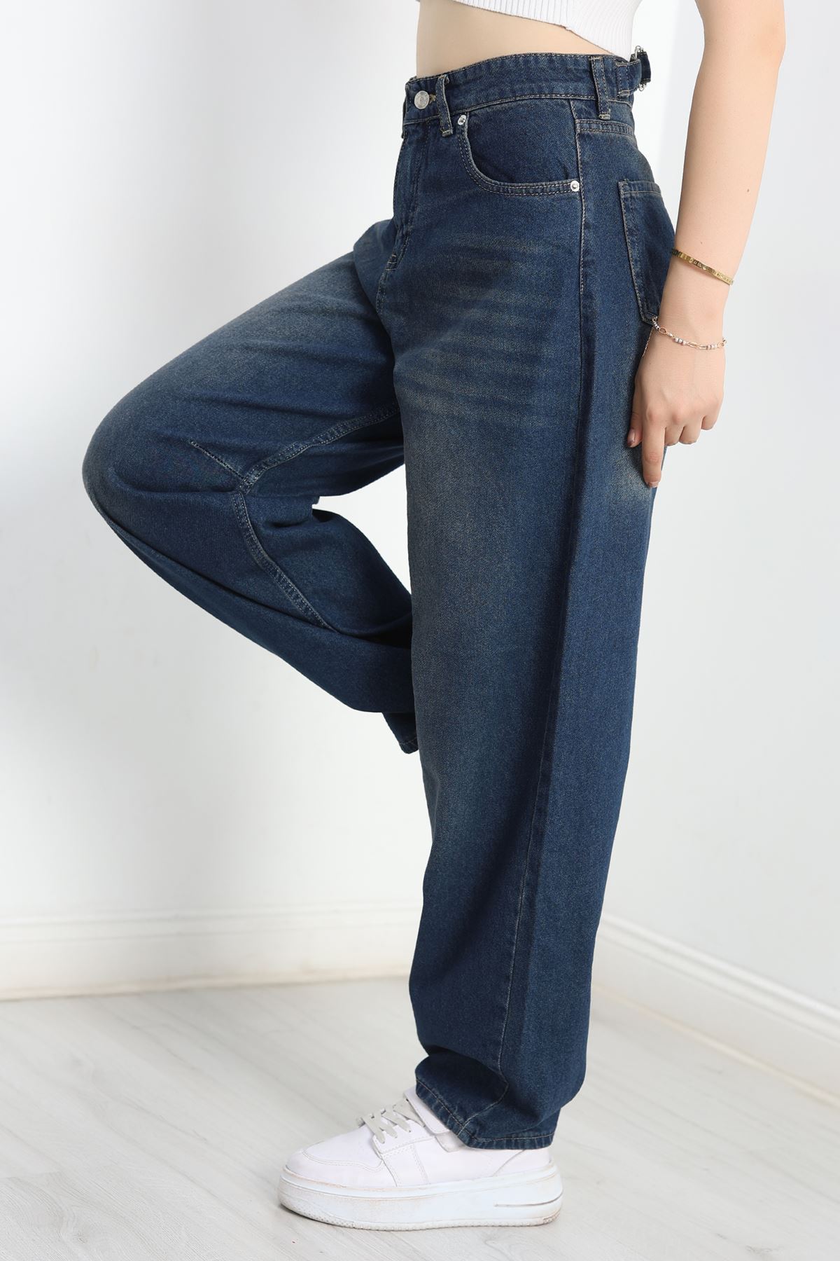 Tokalı Baggy Kot Pantolon Lacivert - 31159.2059.