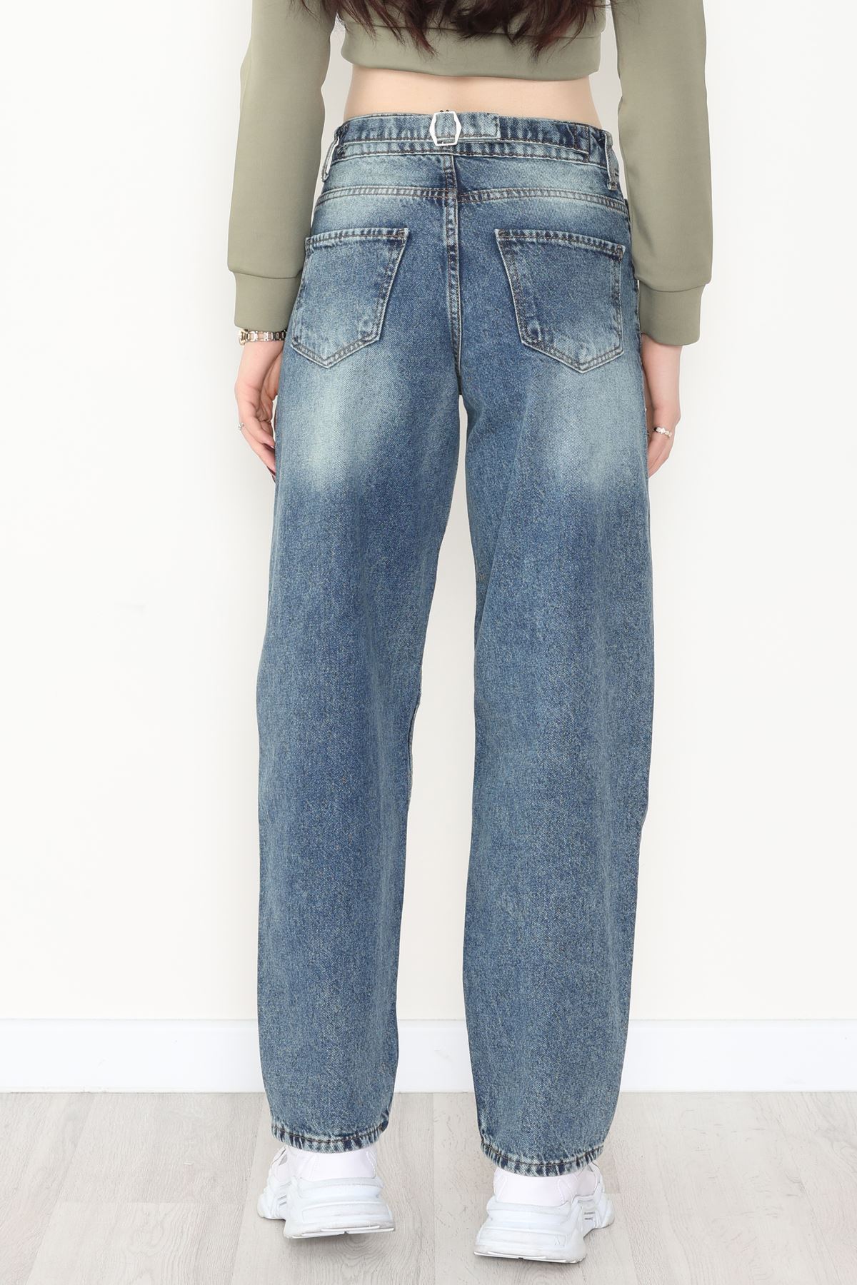 Arkası Tokalı Baggy Kot Pantolon Yeşiltint - 31712.2059.