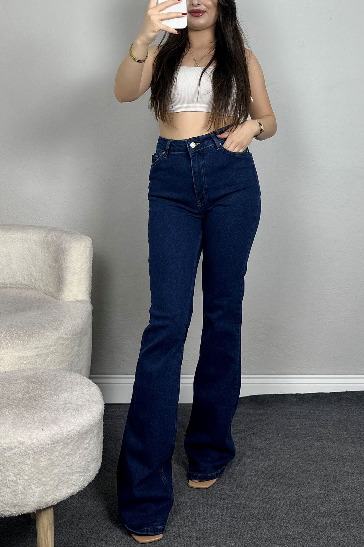 İspanyol Paça Kot Pantolon Koyumavi2 - 19508.1904.