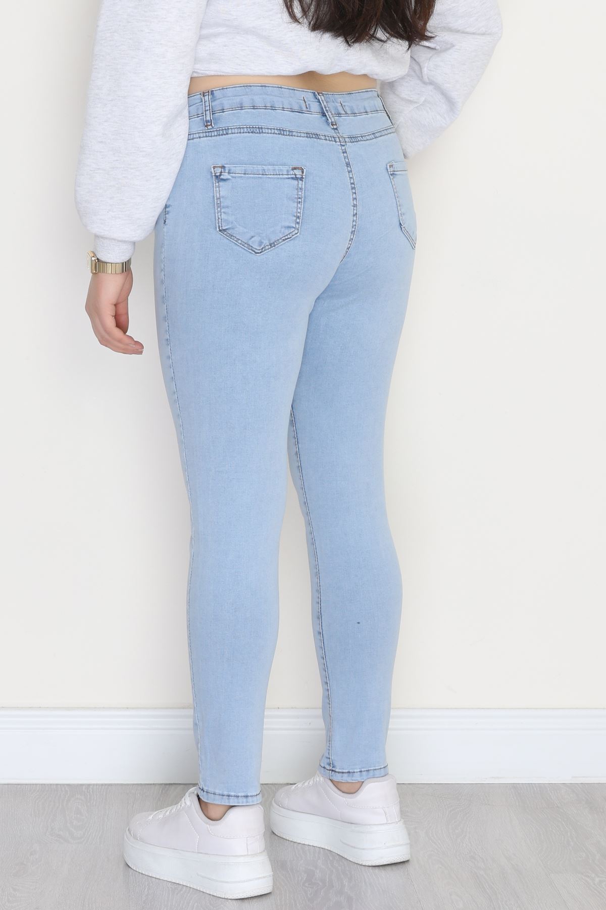 Büyük Beden Dar Paça Kot Pantolon Buzmavi - 42684.1836.