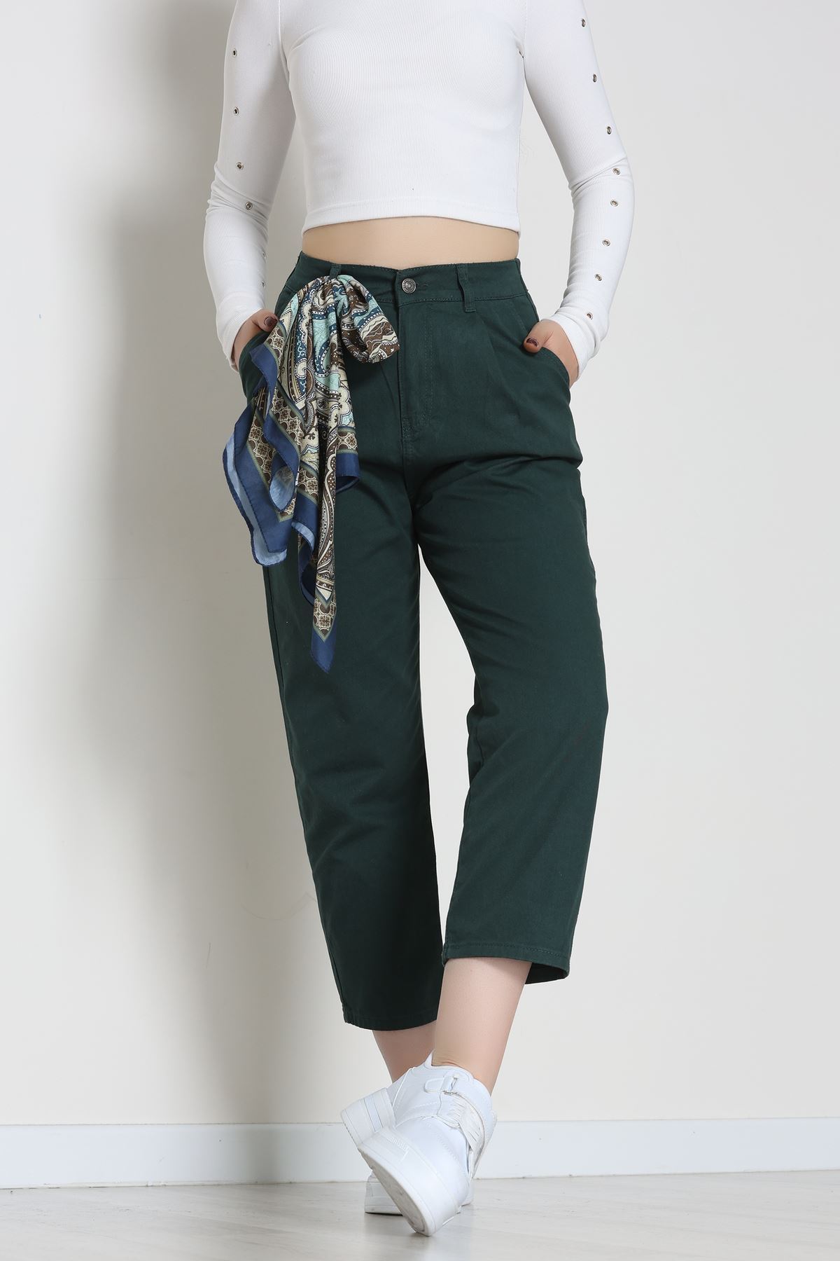 Gabardin Mom Pantolon Zümrüt - 42707.2121.