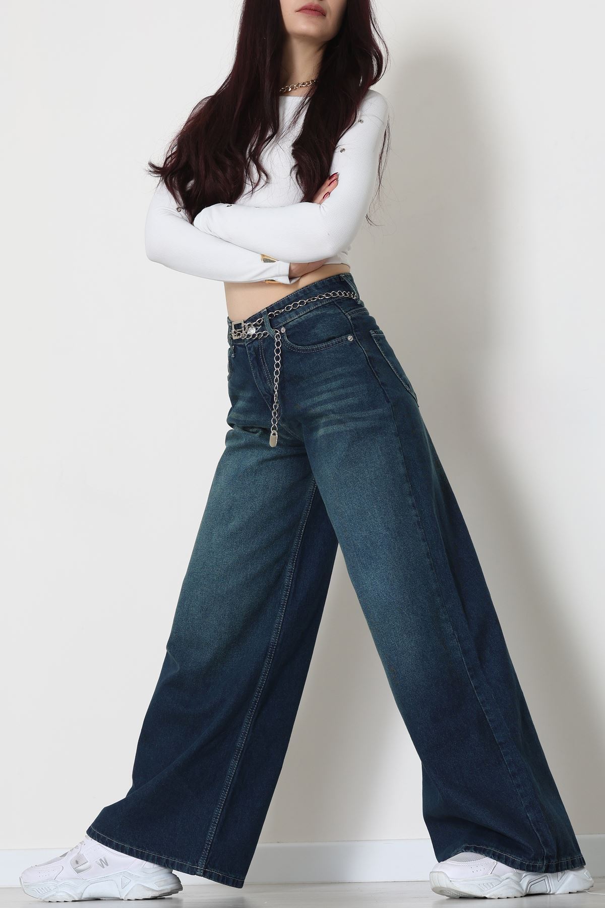 Palazzo Geniş Paça Kot Pantolon Yeşiltint - 31548.2059.