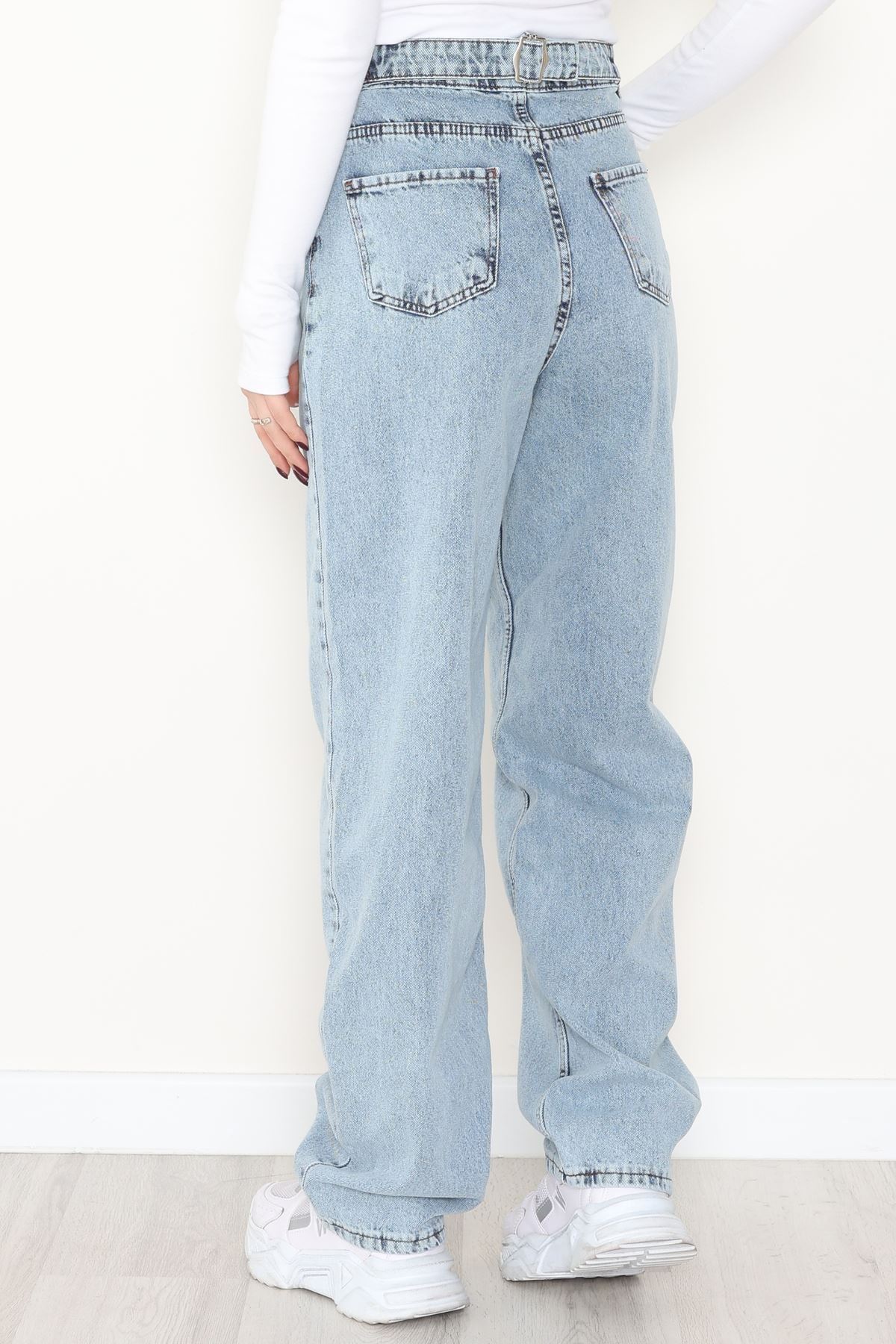 Tokalı Baggy Kot Pantolon Buzmavi - 31558.2088.