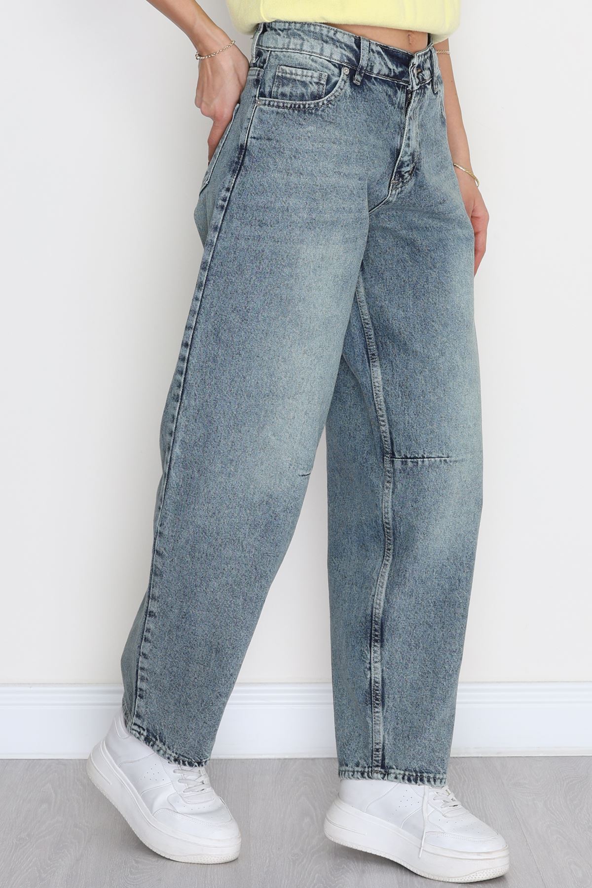 Tokalı Baggy Kot Pantolon Mavitint - 31159.2059.