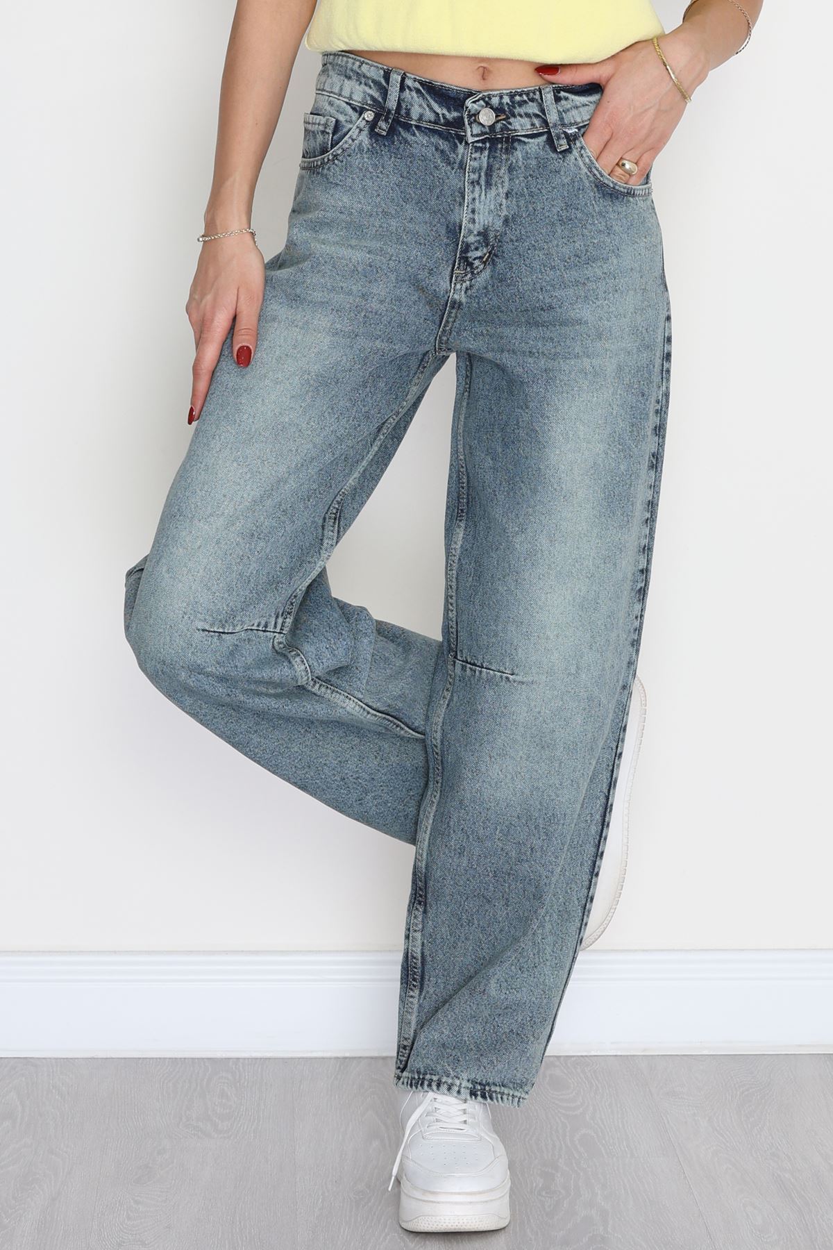 Tokalı Baggy Kot Pantolon Mavitint - 31159.2059.