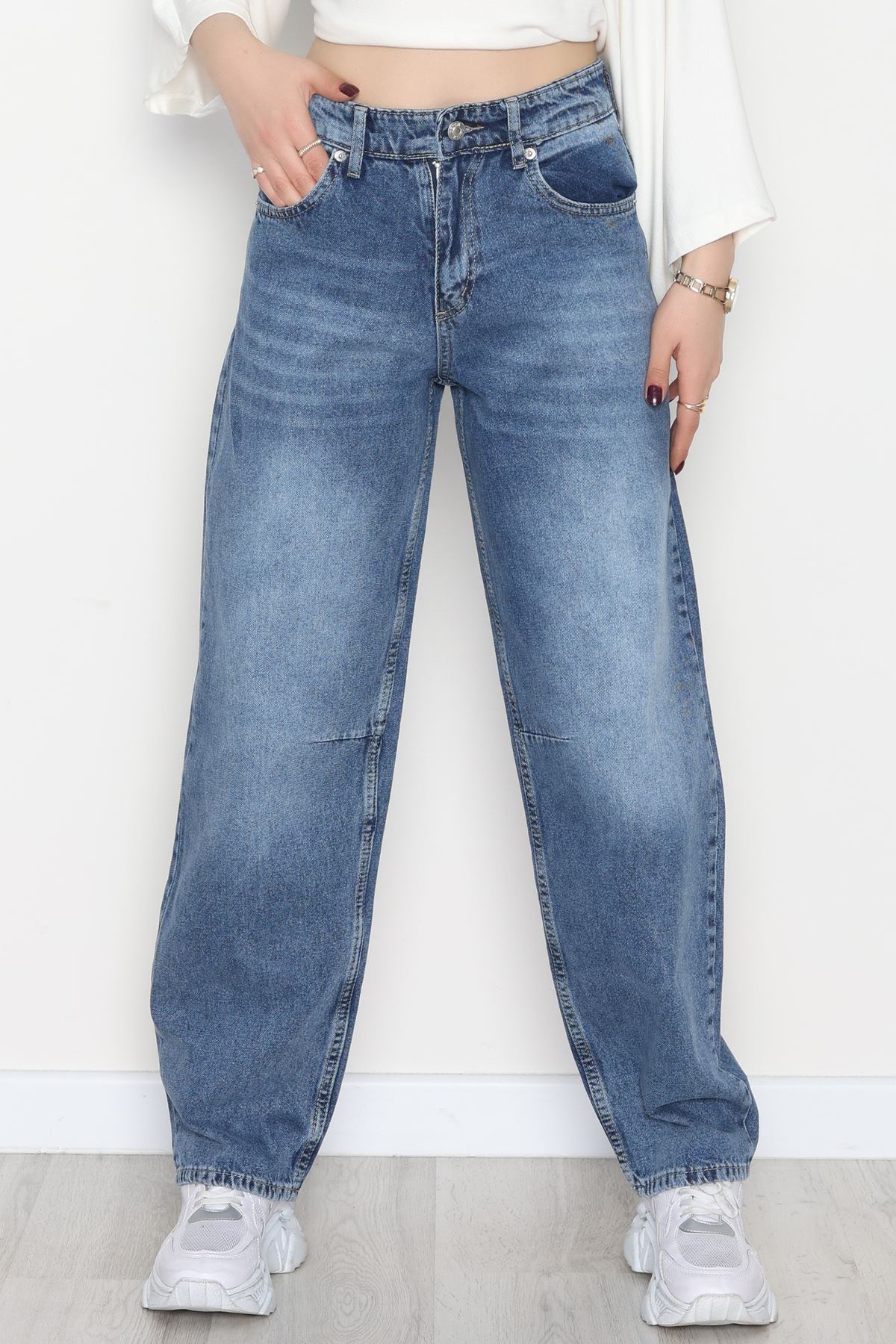 Arkası Tokalı Baggy Kot Pantolon Açıkmavi - 31712.2059.