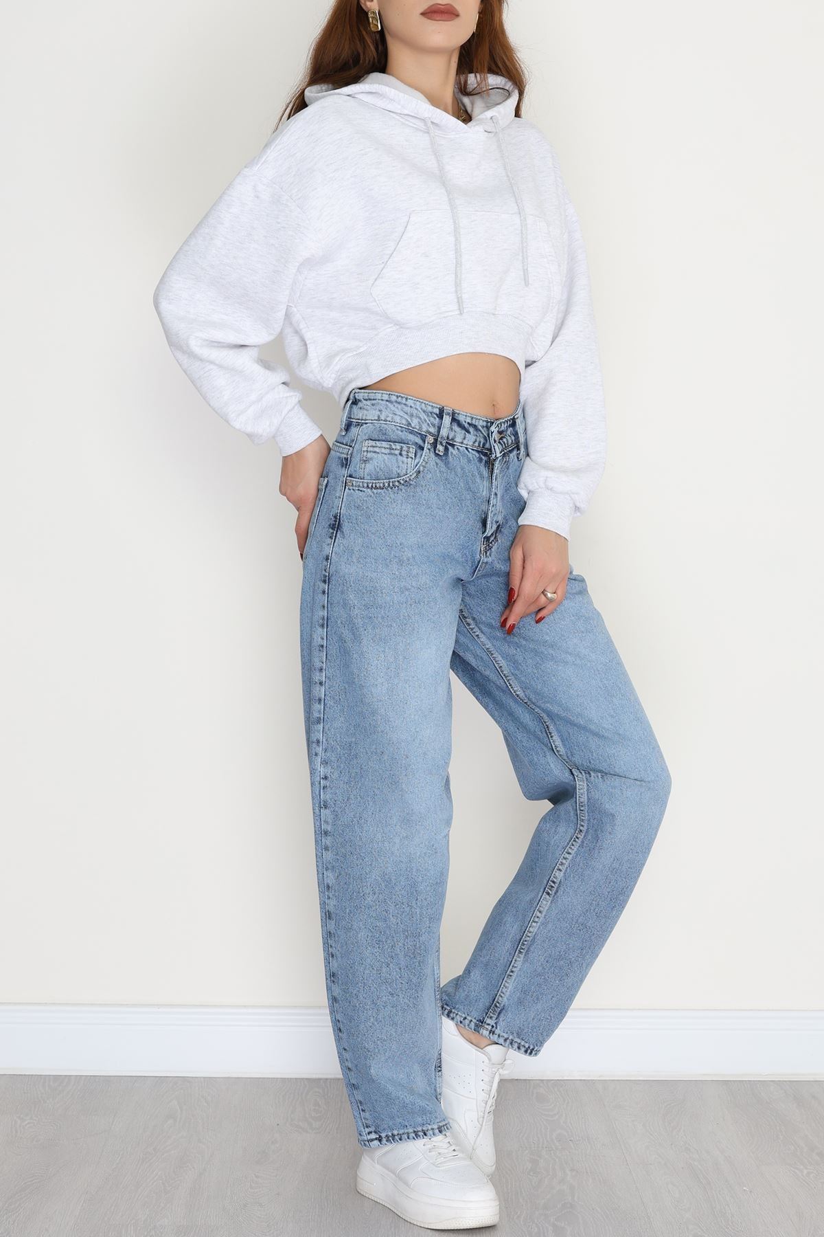 Tokalı Baggy Kot Pantolon Buzmavi - 31159.2059.