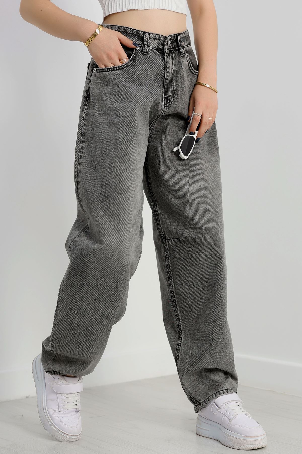 Tokalı Baggy Kot Pantolon Açıkfüme - 31159.2059.