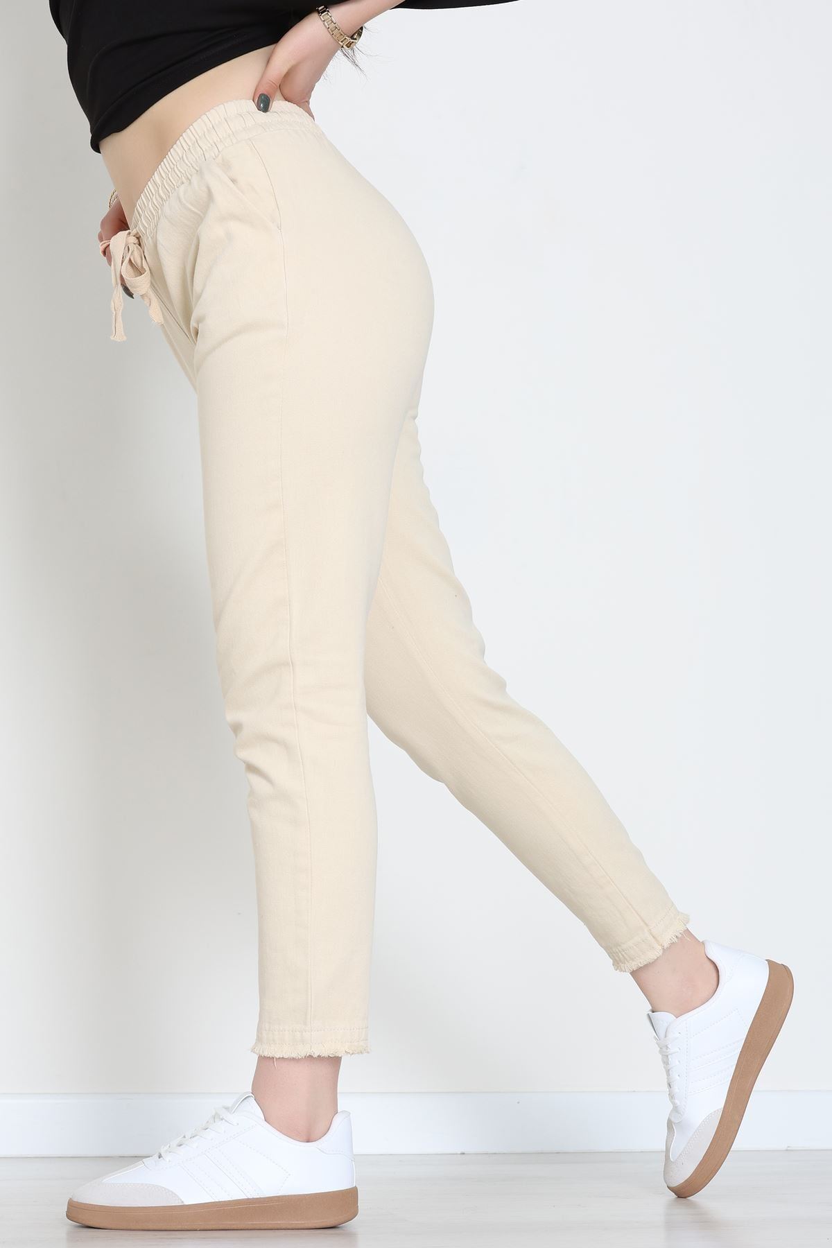 Gabardin Beli Lastikli Pantolon Bej - 51249.1347.