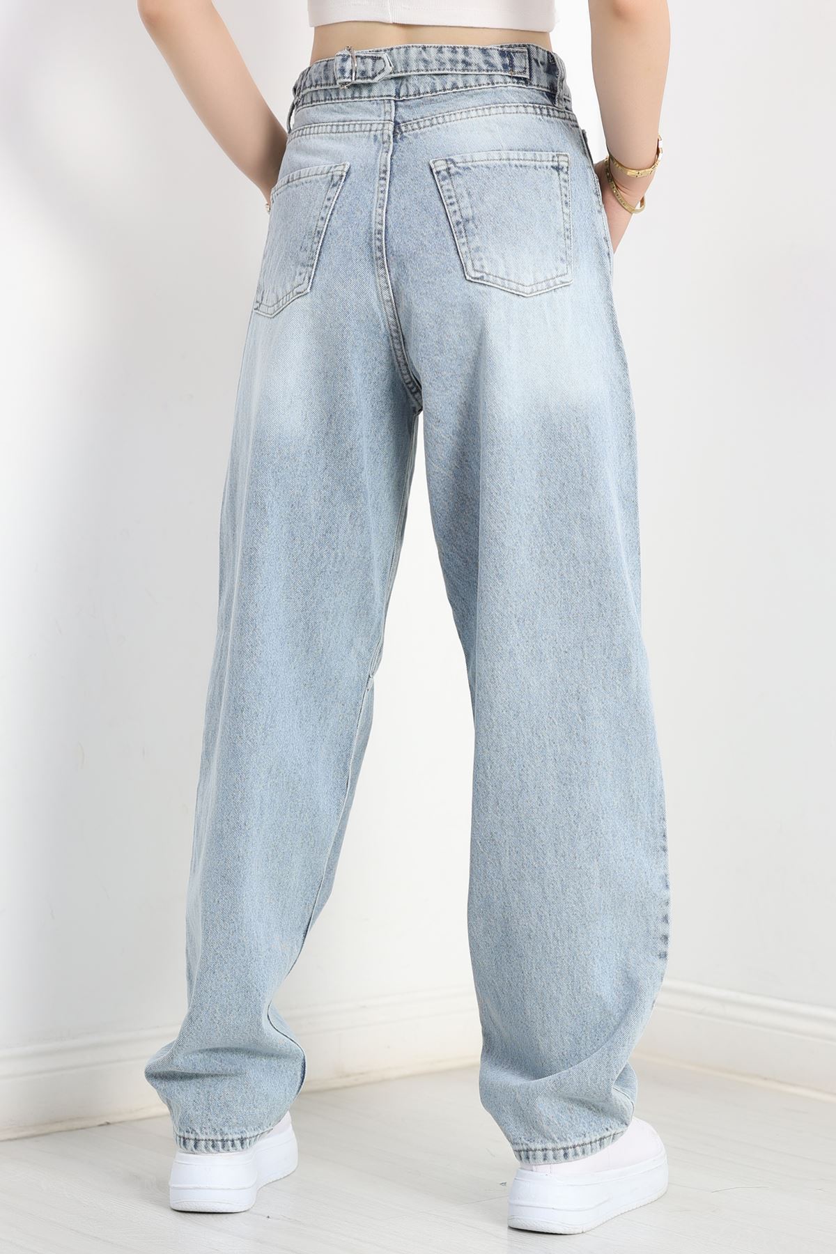 Tokalı Baggy Kot Pantolon Açıkmavi - 31159.2059.