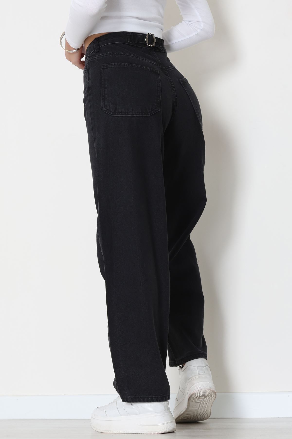 Tokalı Baggy Kot Pantolon Füme - 31581.1184.