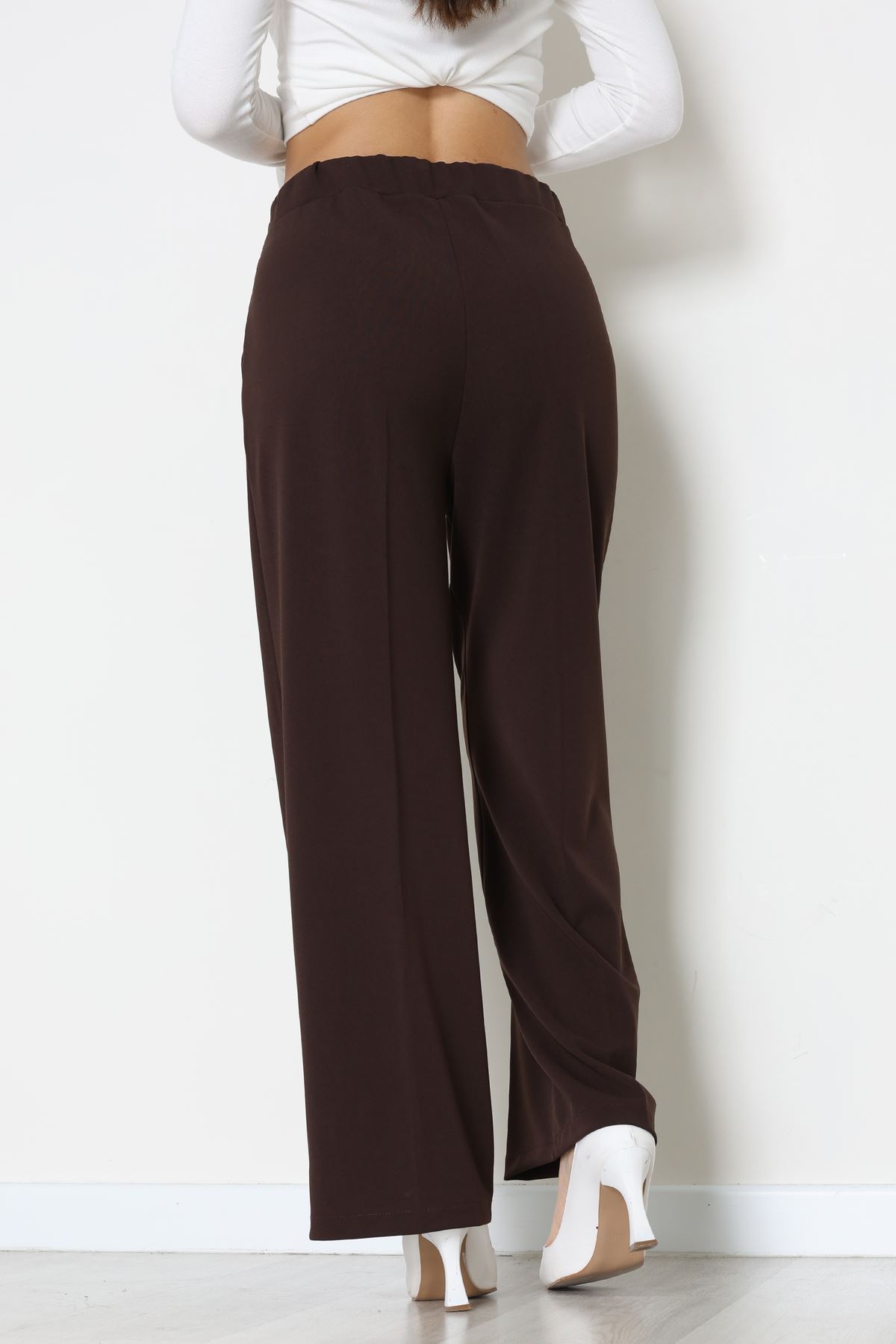 İthal Scuba Krep Lastikli Pantolon Kahve - 51234.1397.