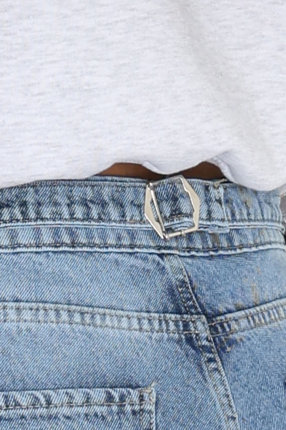 Tokalı Baggy Kot Pantolon Buzmavi - 31159.2059.