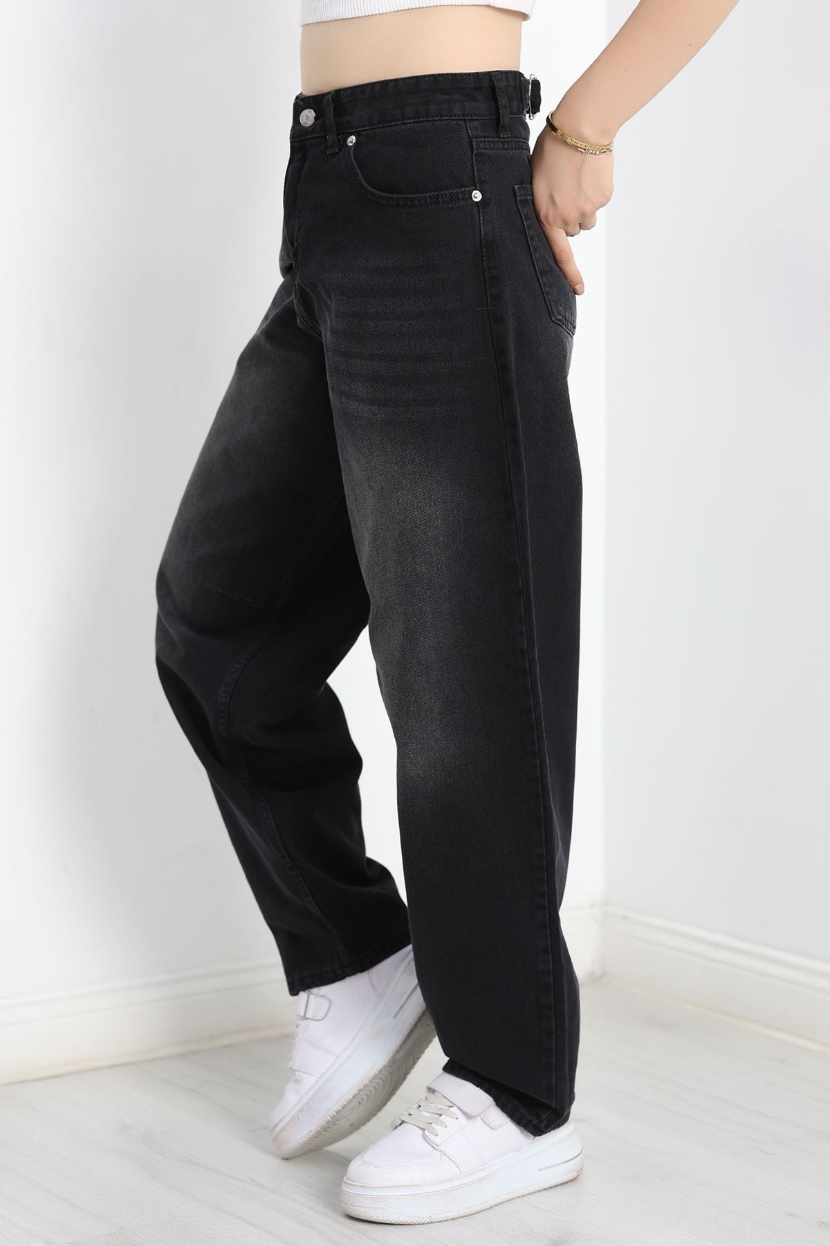 Tokalı Baggy Kot Pantolon Füme - 31159.2059.