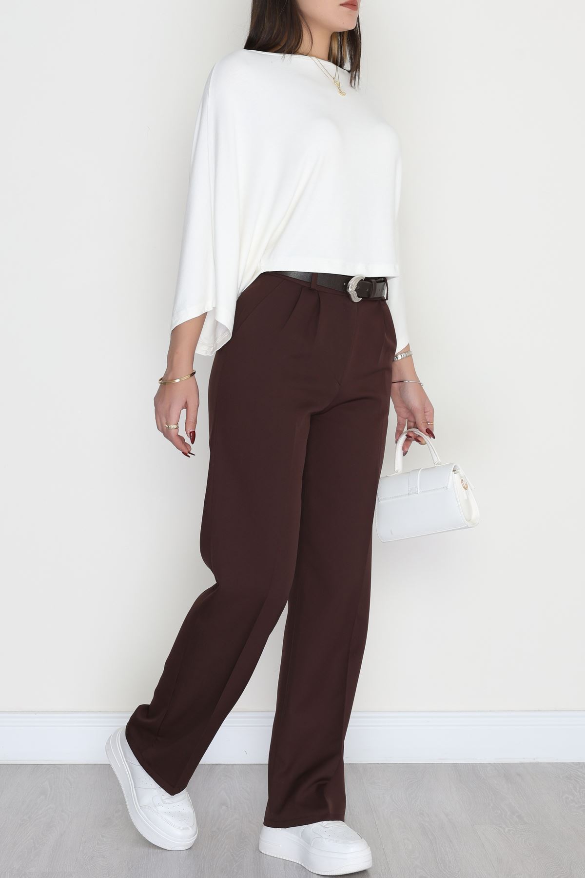 Tek Düğme Palazzo Pantolon Kahve1 - 90022.1397.