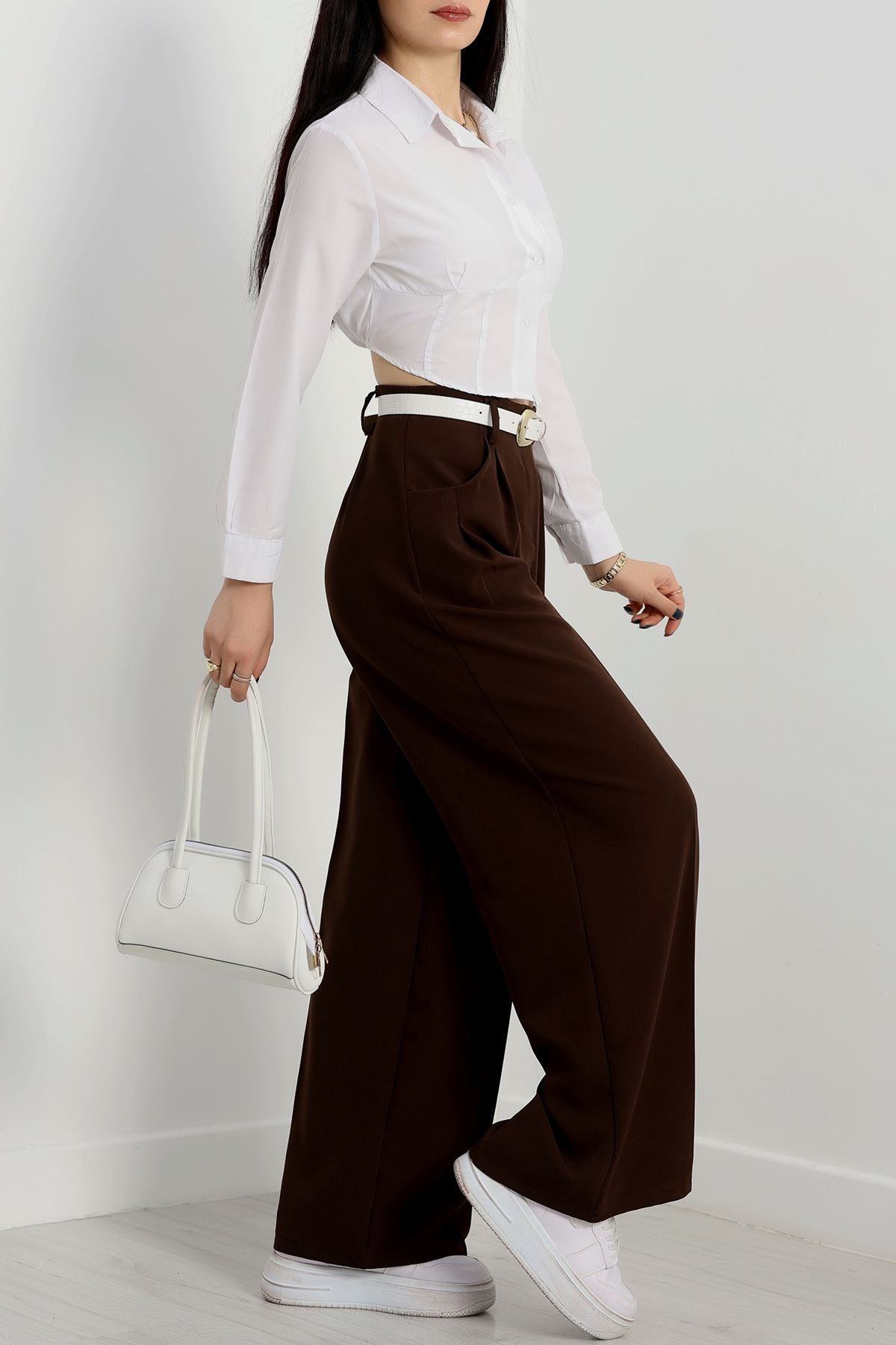 Cepten Pileli Palazzo Pantolon Koyukahve - 90113.1397.