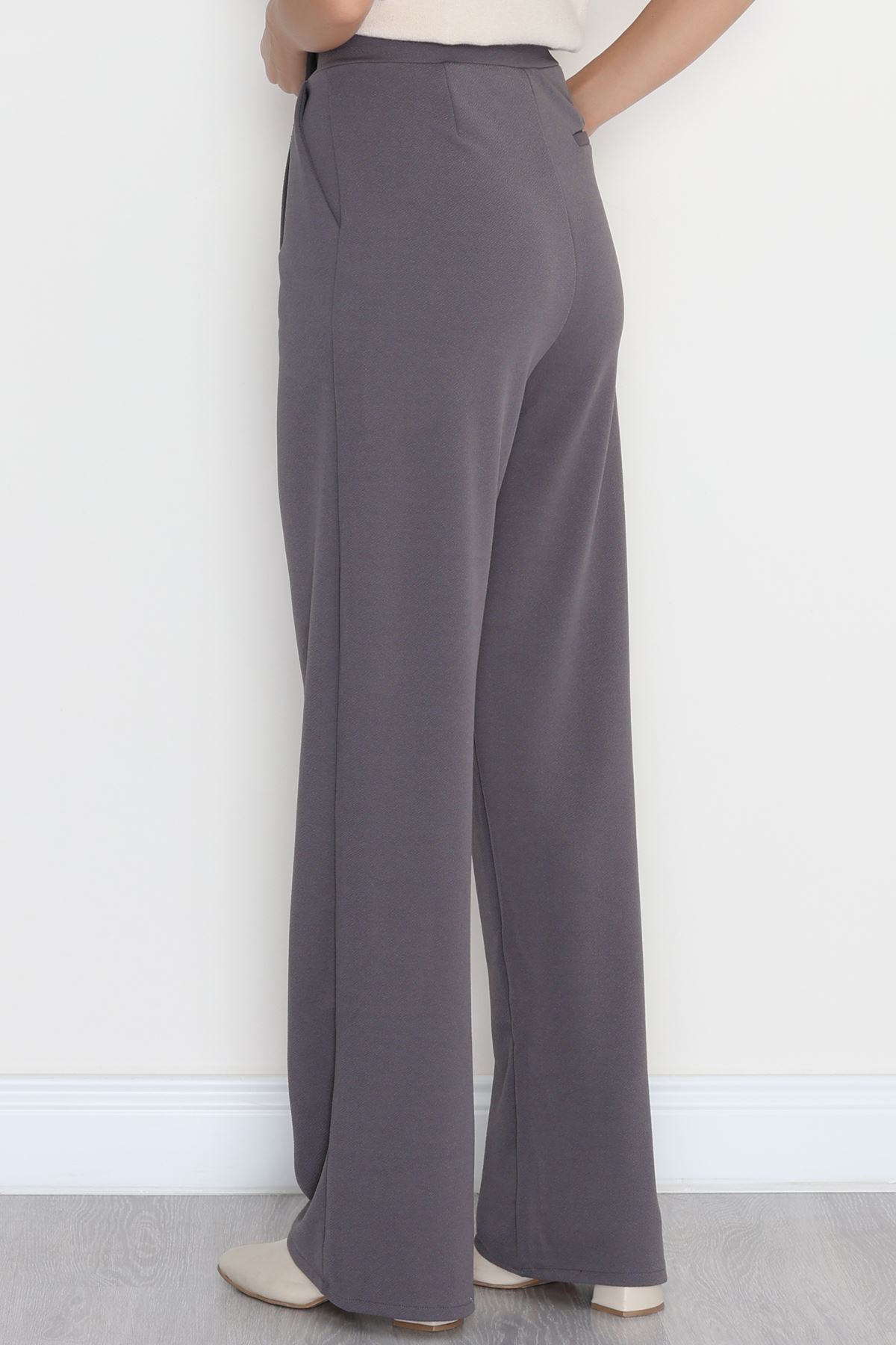 Kemer Cırtlı Krep Pantolon Füme - 20255.1865.