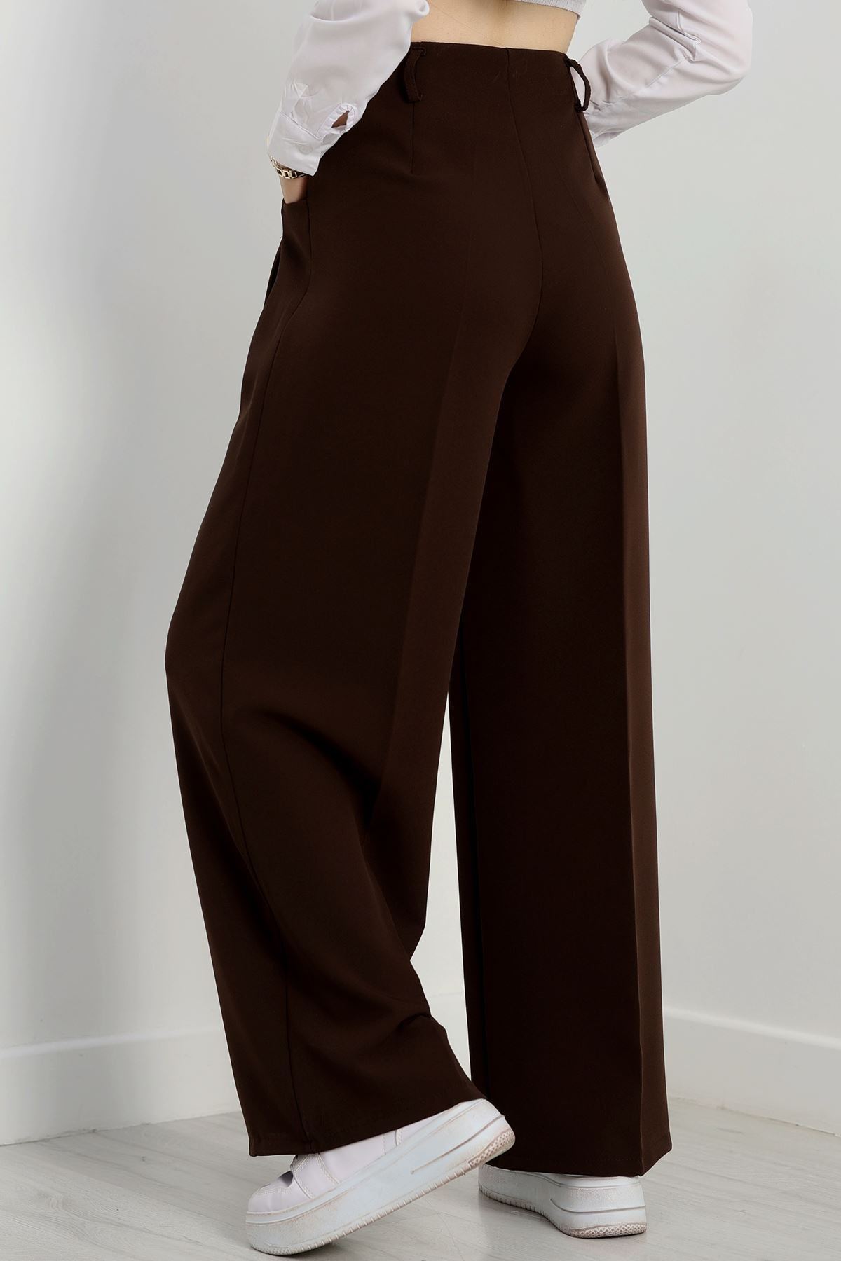 Cepten Pileli Palazzo Pantolon Koyukahve - 90113.1397.