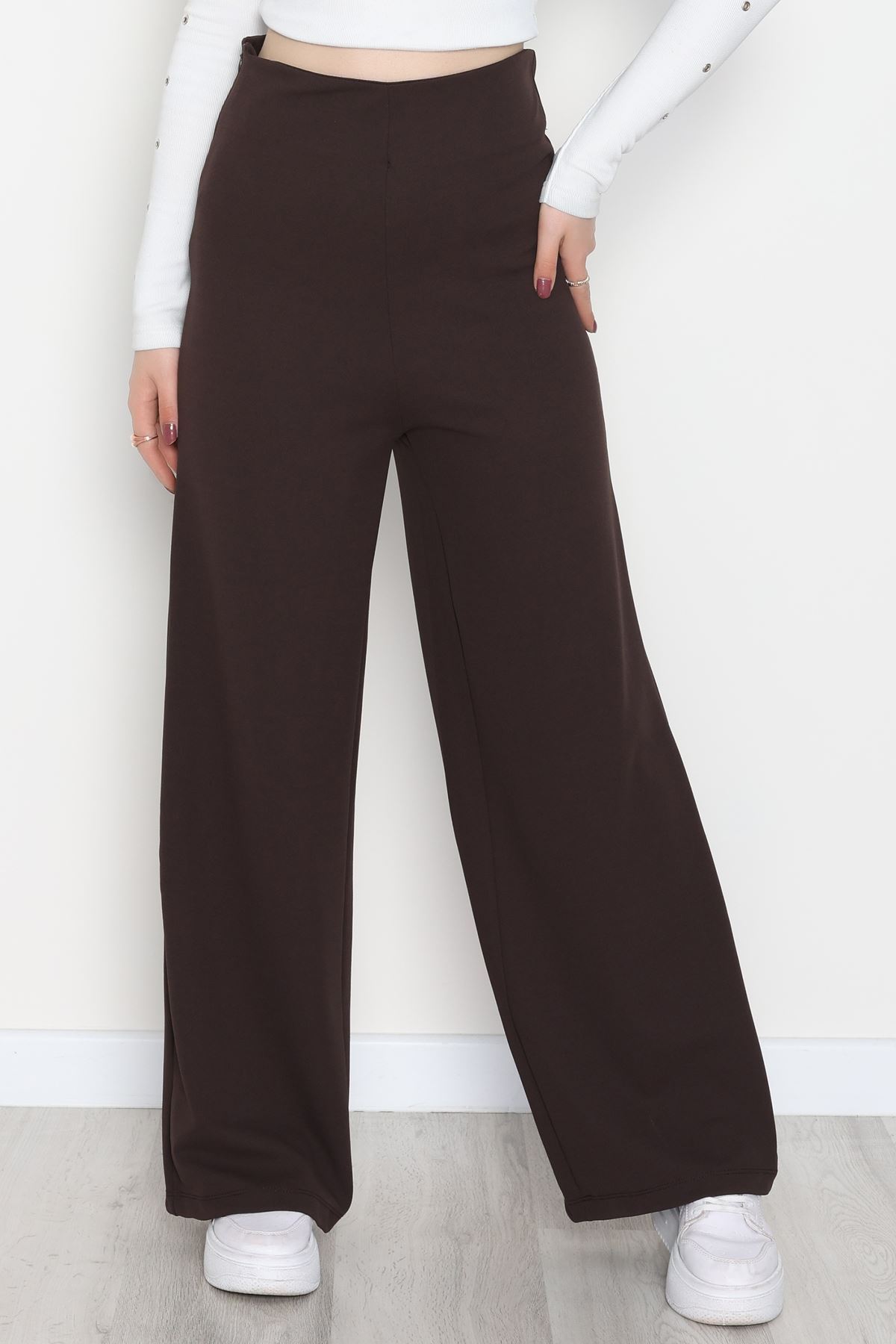 Full Likra İthal Krep Yandan Fermuarlı Pantolon Kahve - 90161.1837.