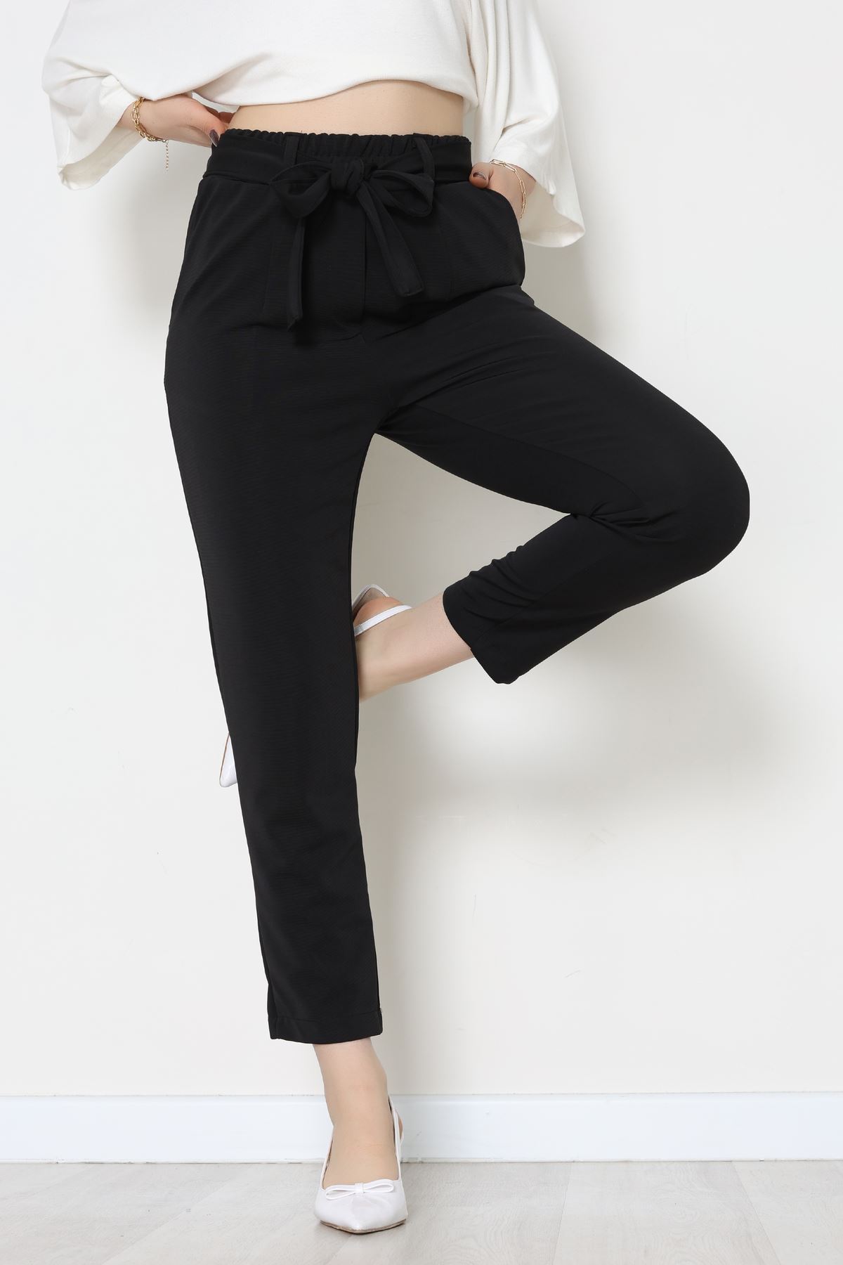 Ottoman Kuşaklı Pantolon Siyah - 1824.2126.