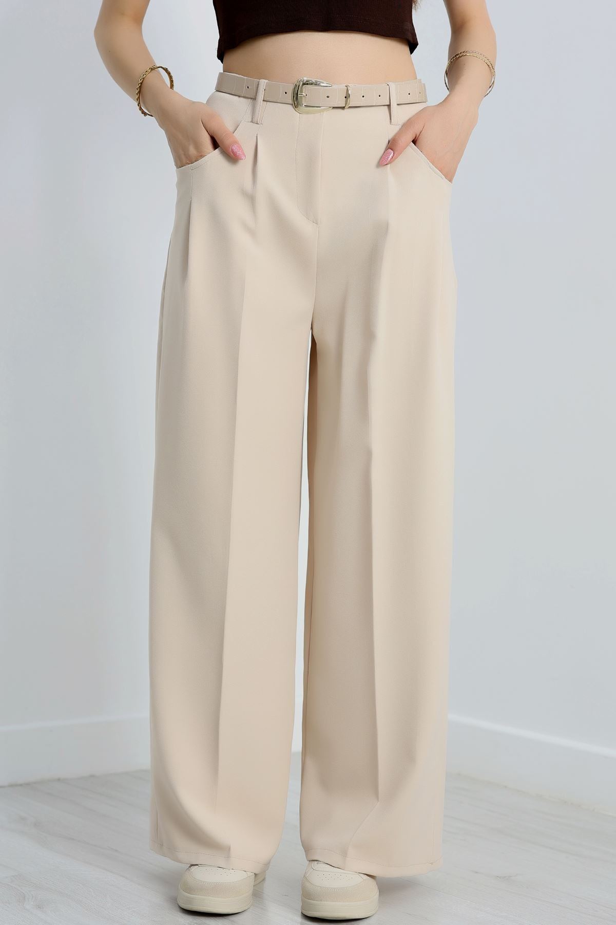 Cepten Pileli Palazzo Pantolon Bej - 90113.1397.